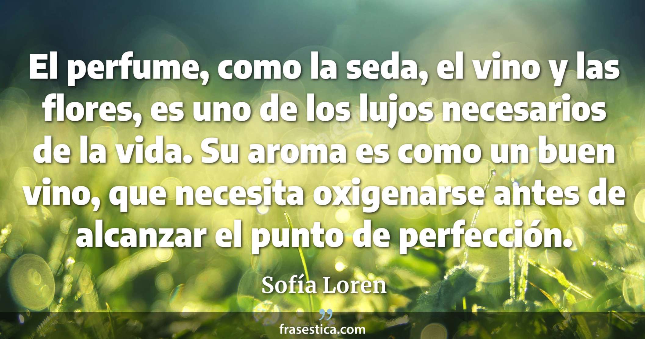 Sofía Loren frase El perfume como la seda el vino y las flores es