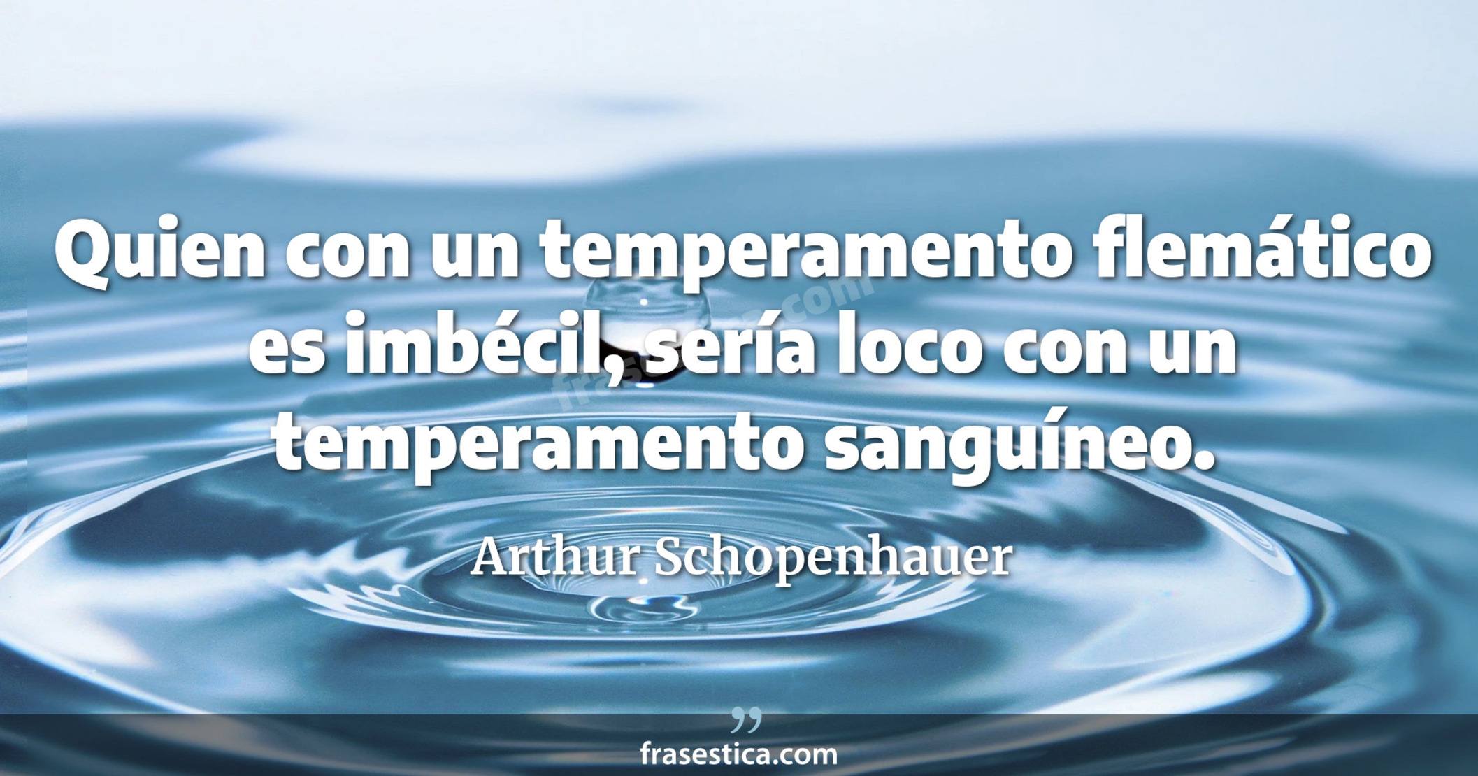 Quien con un temperamento flemático es imbécil, sería loco con un temperamento sanguíneo. - Arthur Schopenhauer