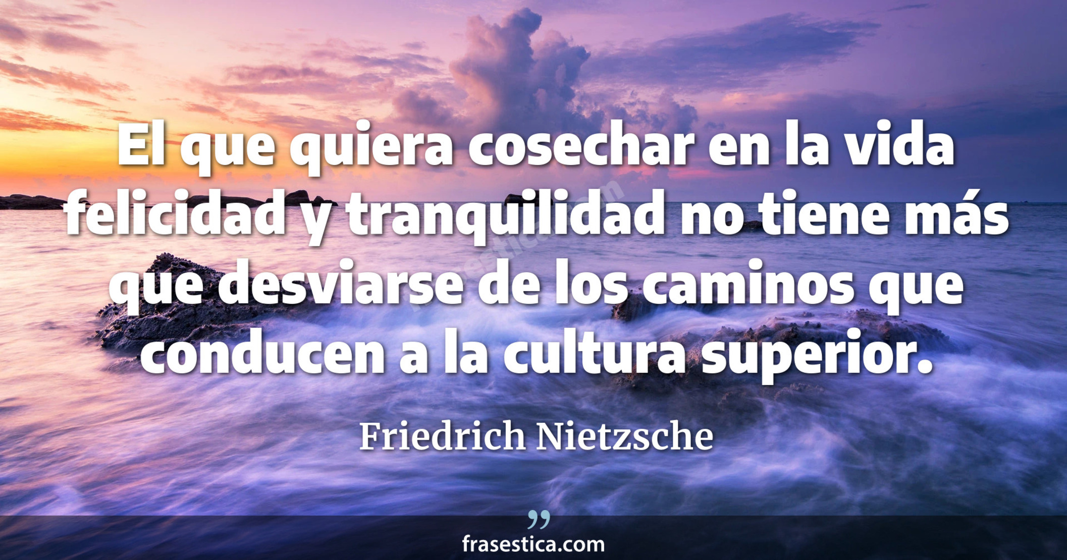 El que quiera cosechar en la vida felicidad y tranquilidad no tiene más que desviarse de los caminos que conducen a la cultura superior. - Friedrich Nietzsche