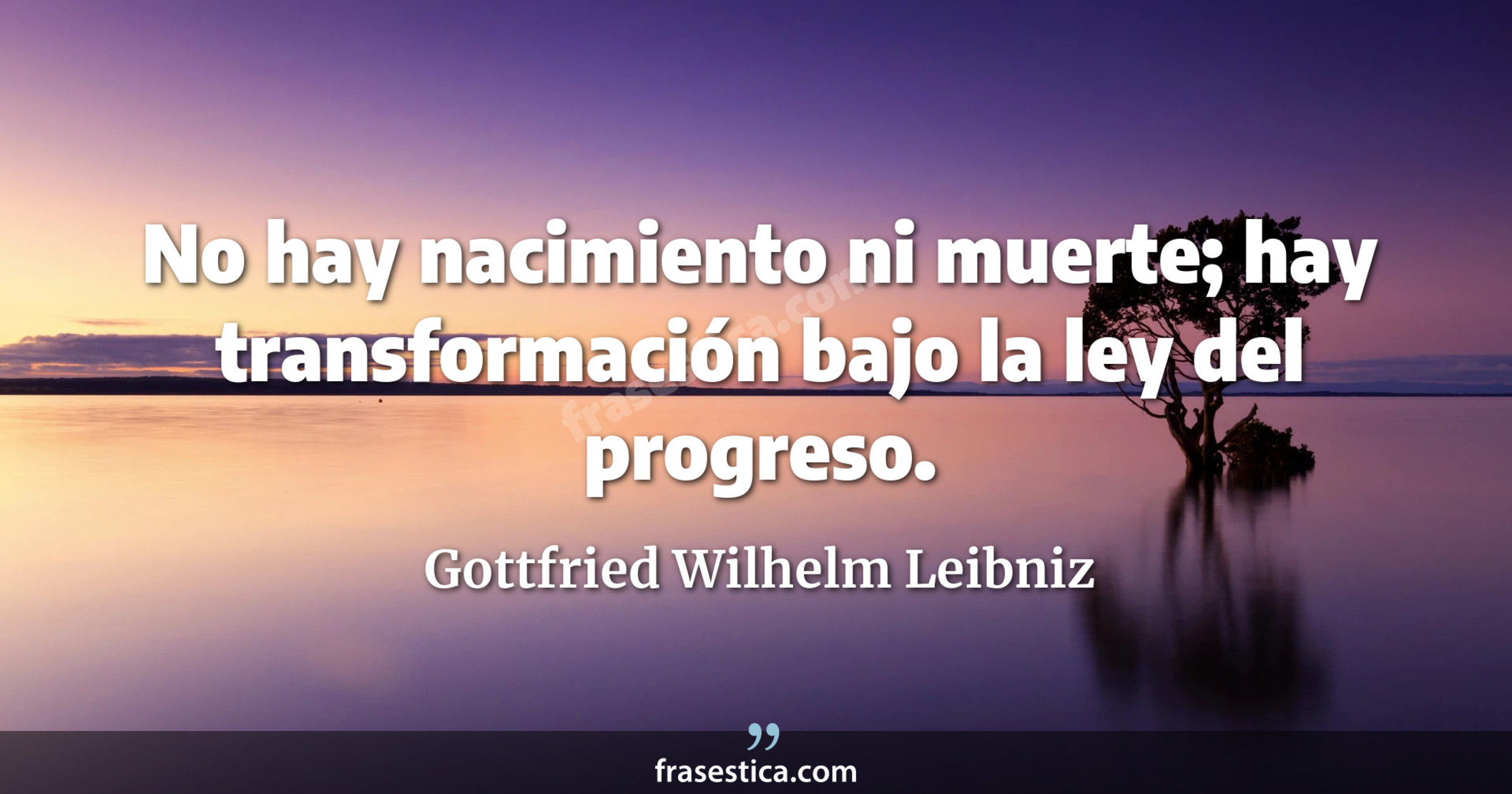 No hay nacimiento ni muerte; hay transformación bajo la ley del progreso. - Gottfried Wilhelm Leibniz