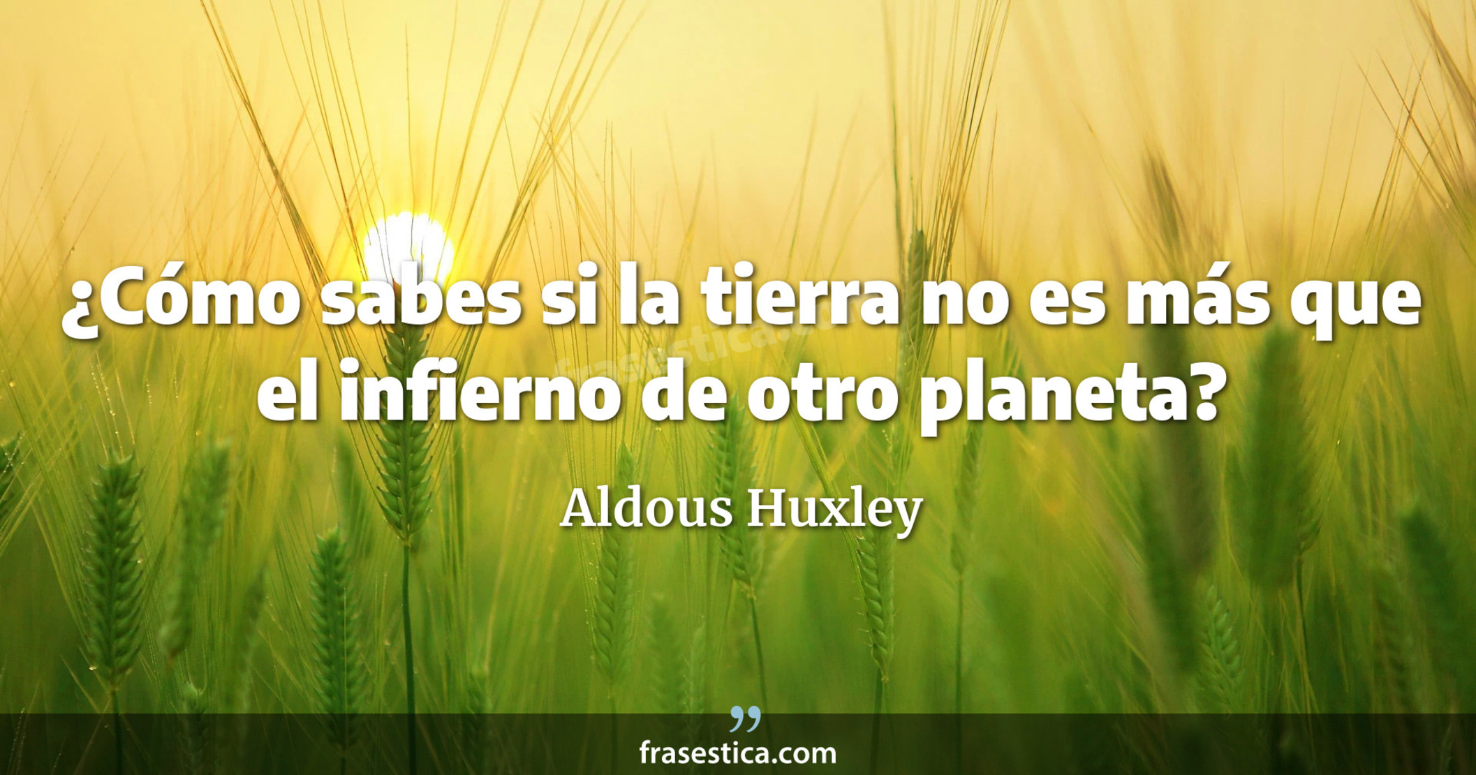 ¿Cómo sabes si la tierra no es más que el infierno de otro planeta? - Aldous Huxley