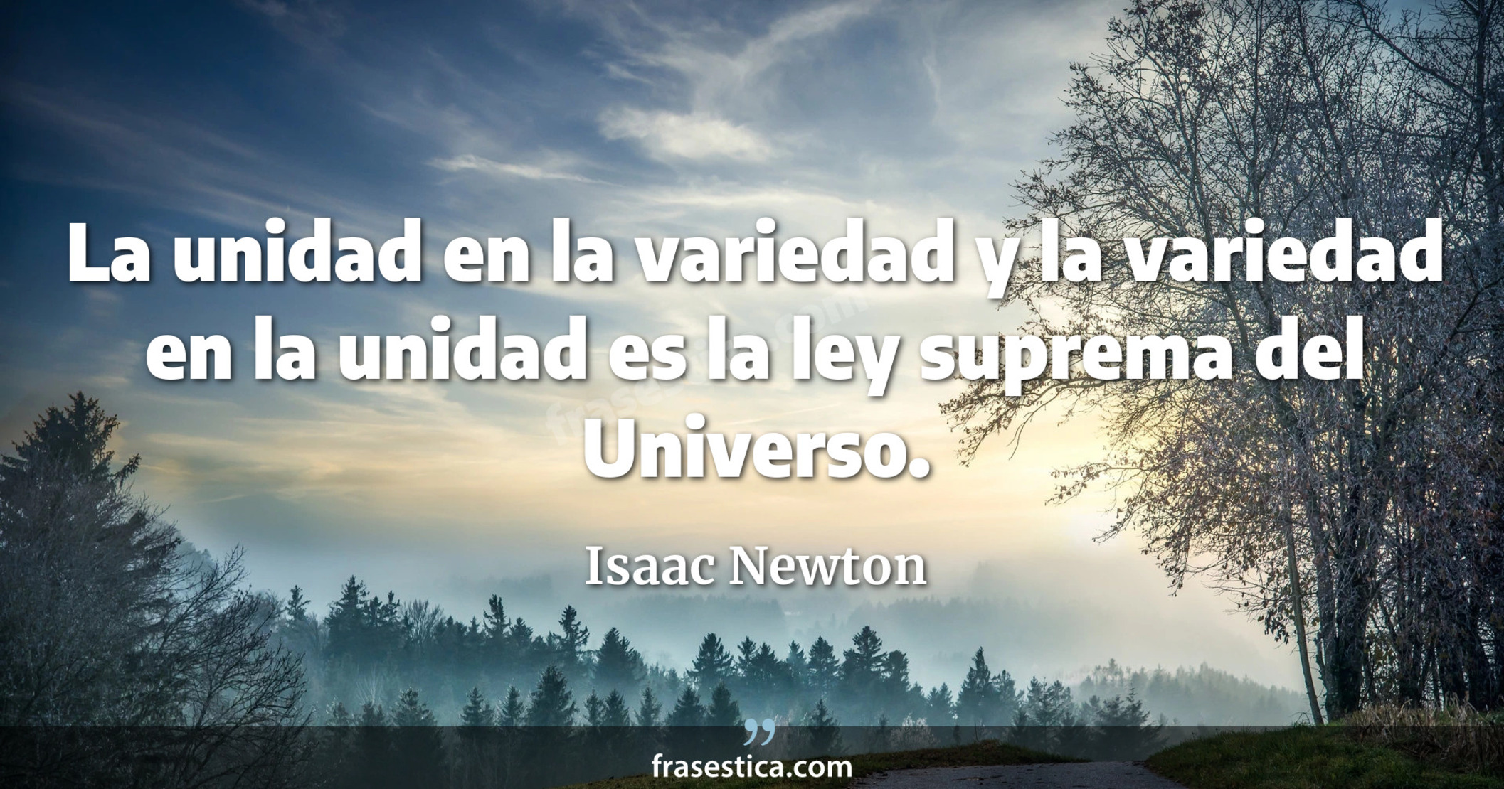La unidad en la variedad y la variedad en la unidad es la ley suprema del Universo. - Isaac Newton