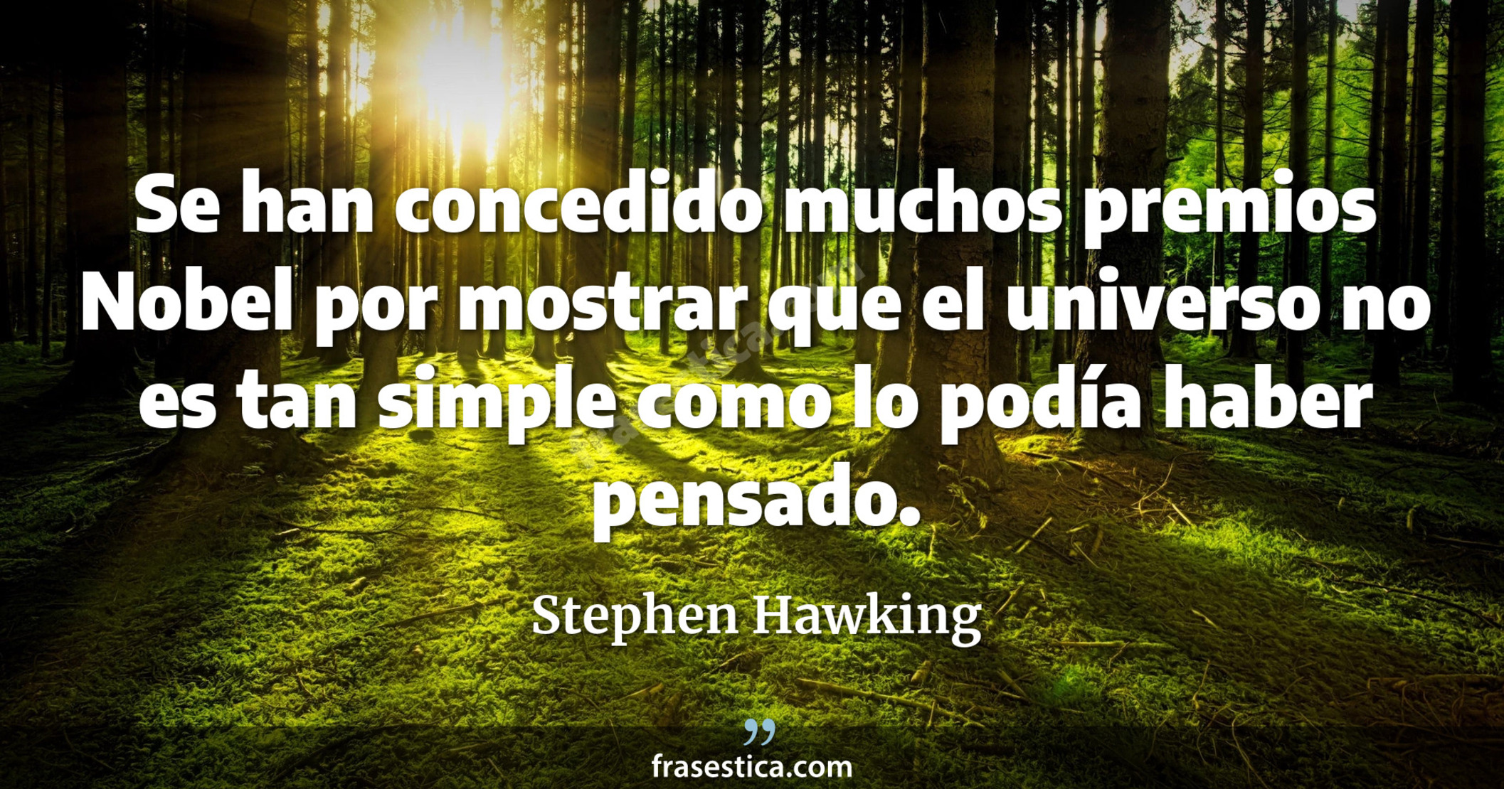 Se han concedido muchos premios Nobel por mostrar que el universo no es tan simple como lo podía haber pensado. - Stephen Hawking