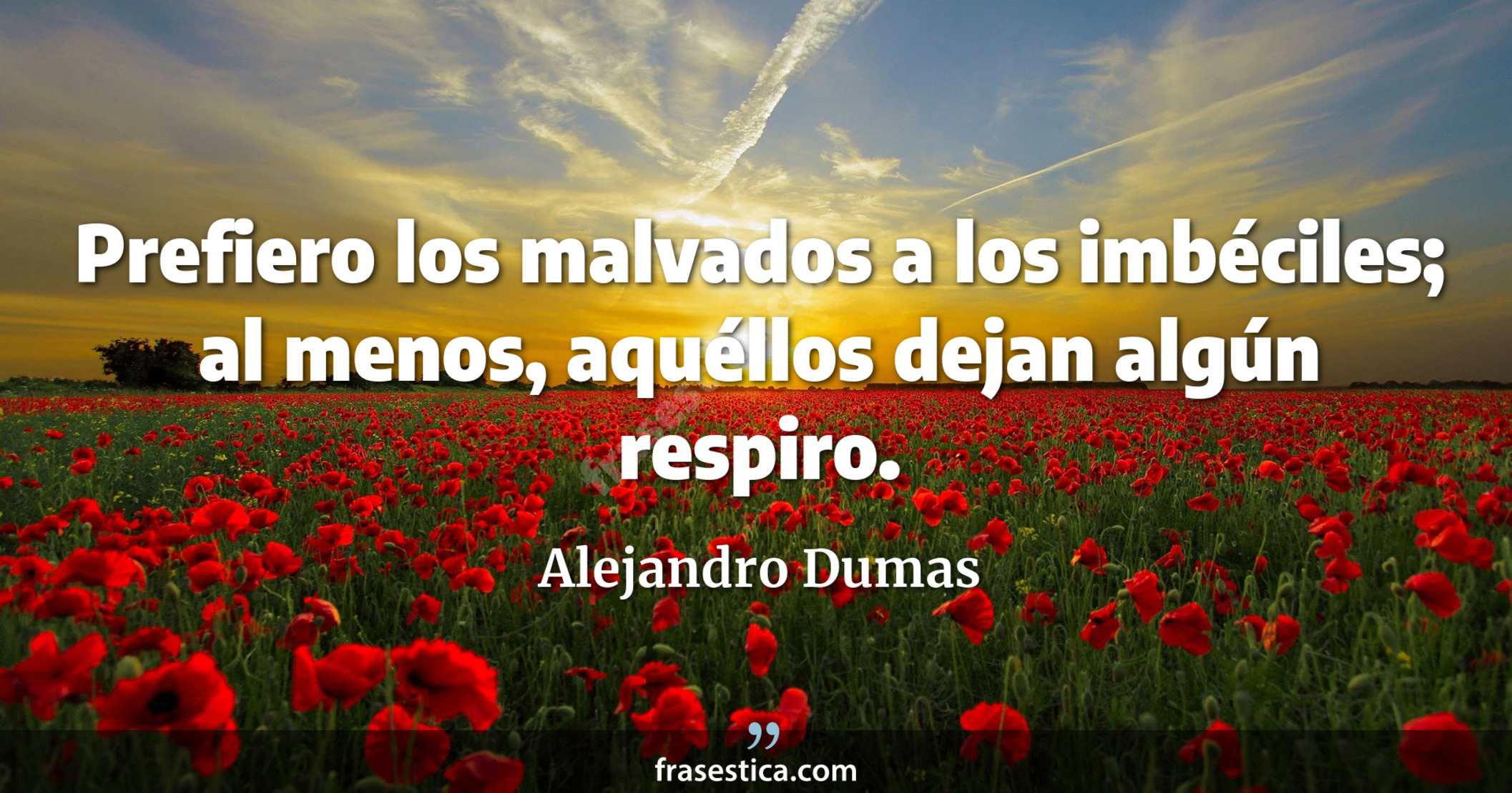 Prefiero los malvados a los imbéciles; al menos, aquéllos dejan algún respiro. - Alejandro Dumas