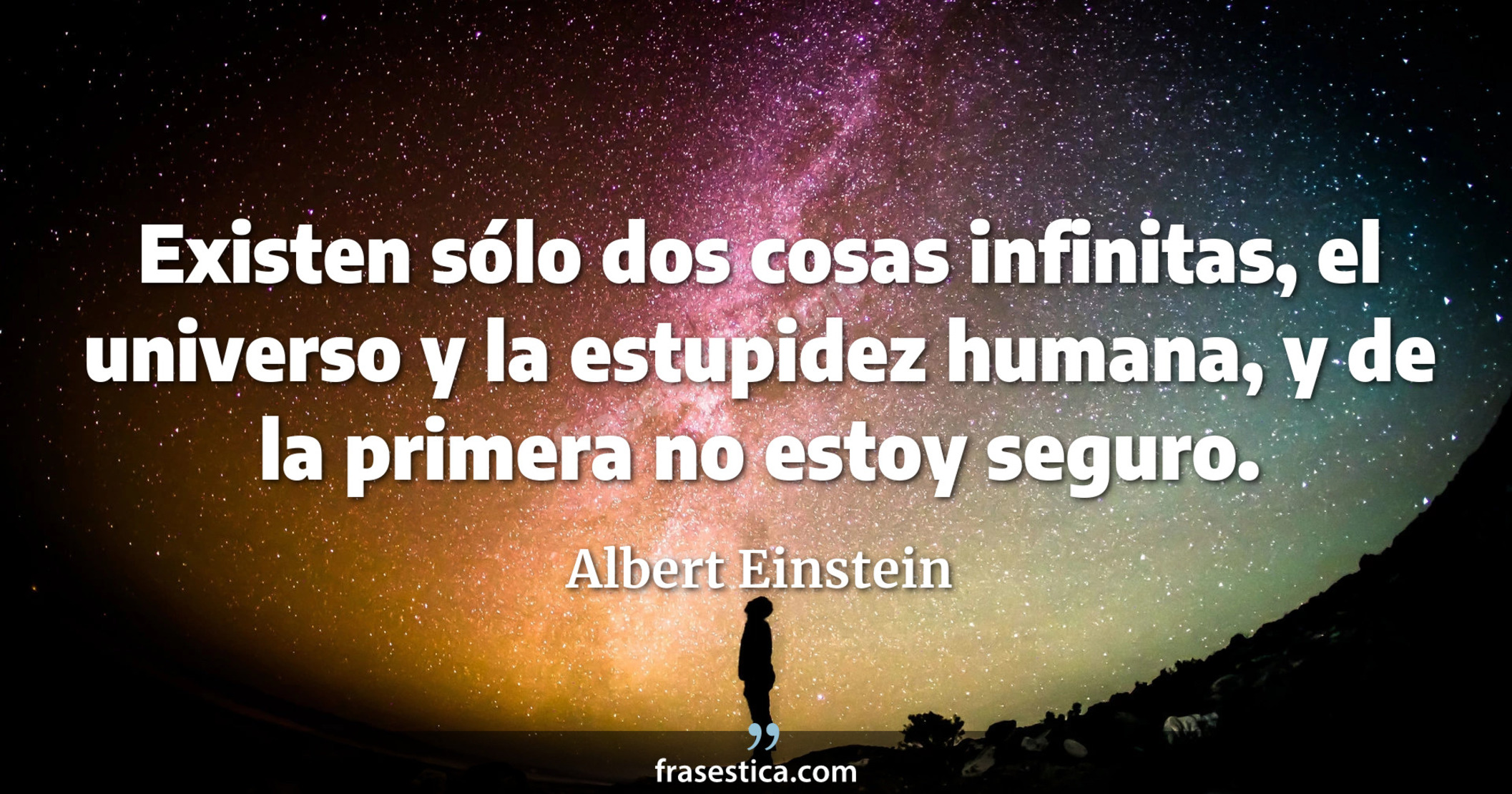 Existen sólo dos cosas infinitas, el universo y la estupidez humana, y de la primera no estoy seguro. - Albert Einstein