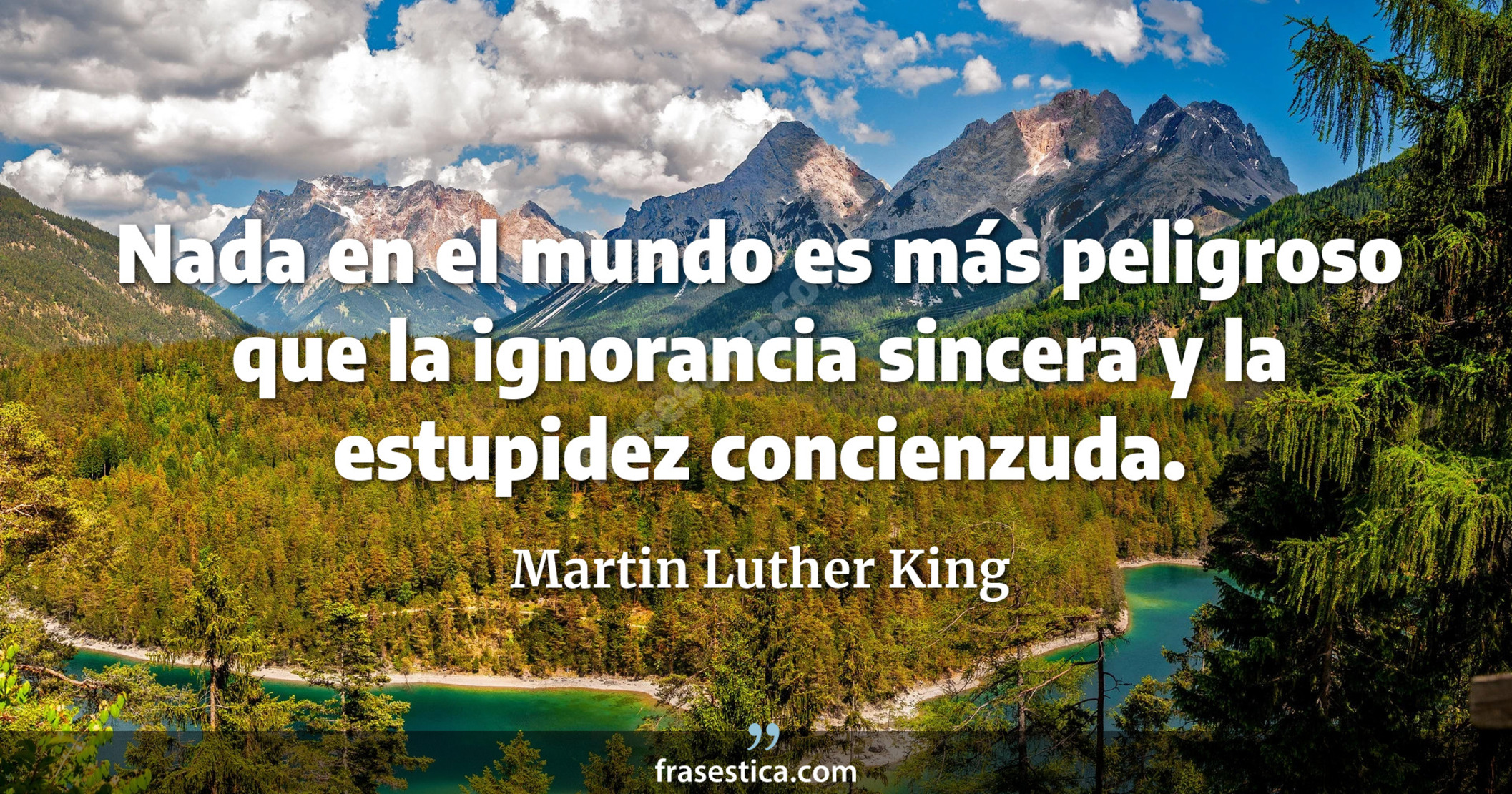 Nada en el mundo es más peligroso que la ignorancia sincera y la estupidez concienzuda. - Martin Luther King