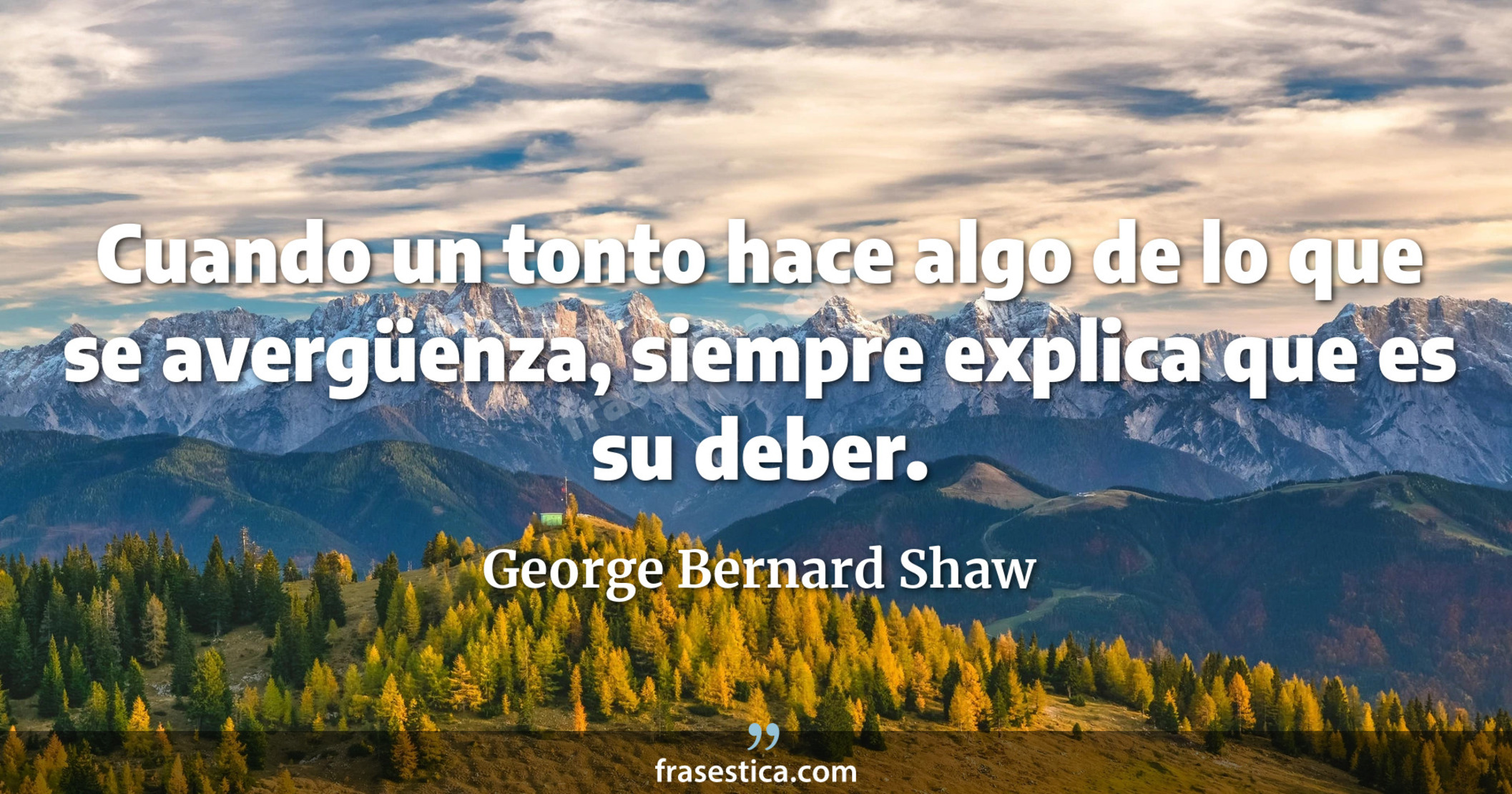 Cuando un tonto hace algo de lo que se avergüenza, siempre explica que es su deber. - George Bernard Shaw