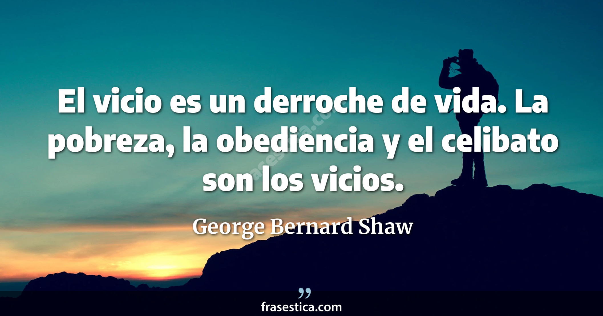 El vicio es un derroche de vida. La pobreza, la obediencia y el celibato son los vicios. - George Bernard Shaw