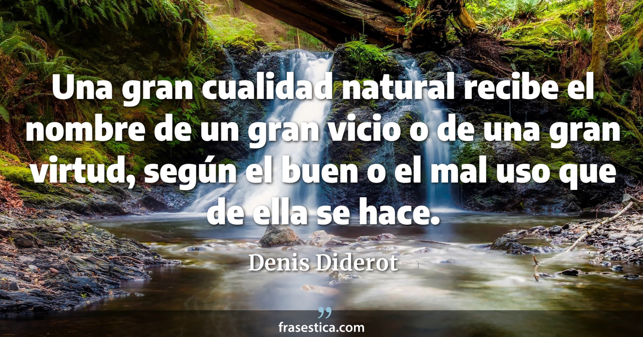 Una gran cualidad natural recibe el nombre de un gran vicio o de una gran virtud, según el buen o el mal uso que de ella se hace. - Denis Diderot