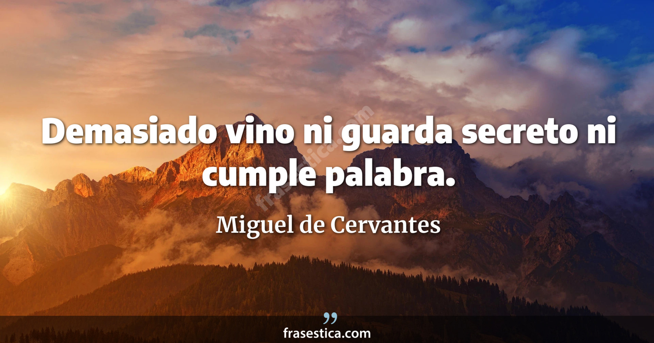 Demasiado vino ni guarda secreto ni cumple palabra. - Miguel de Cervantes