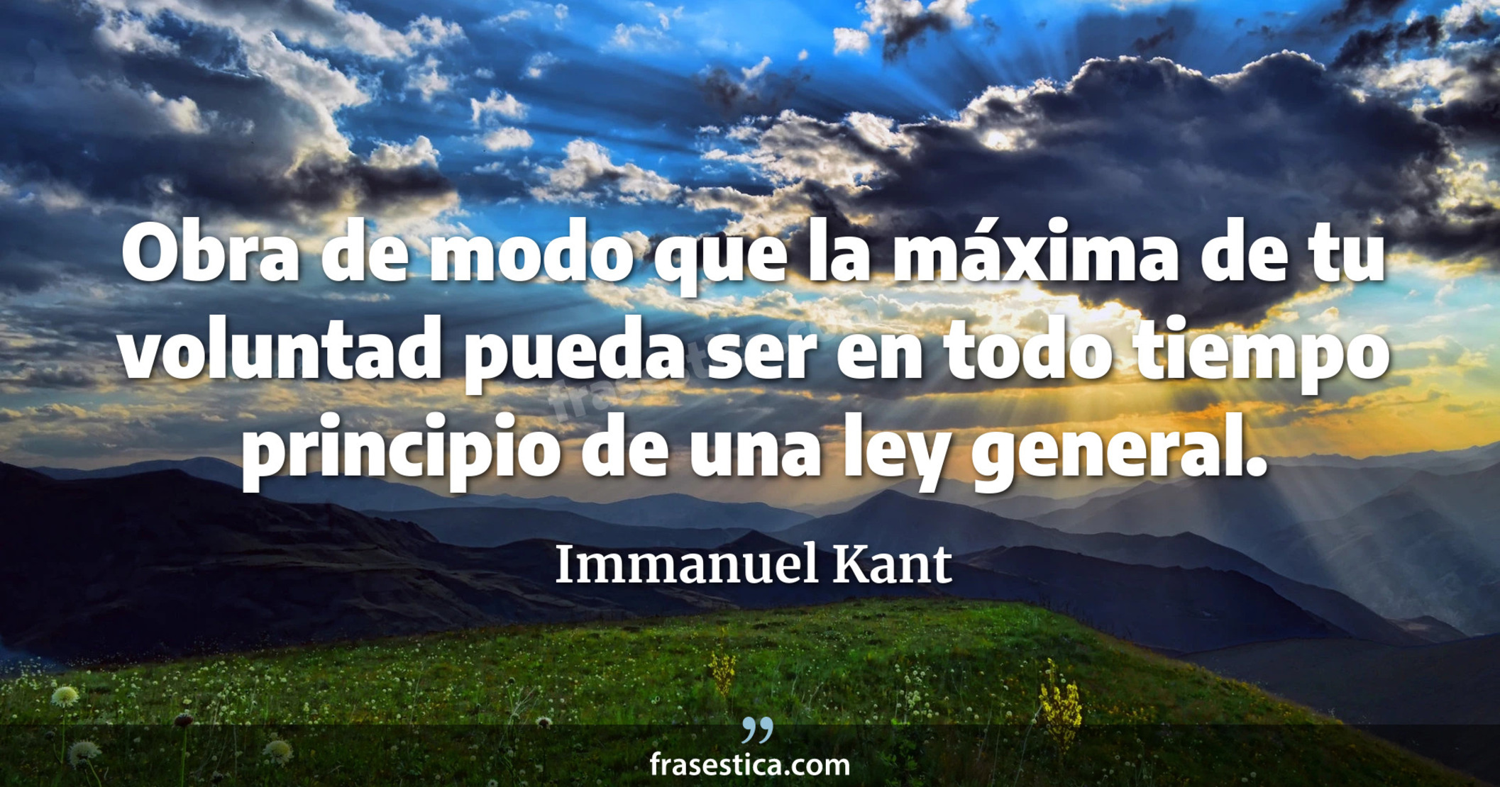 Obra de modo que la máxima de tu voluntad pueda ser en todo tiempo principio de una ley general. - Immanuel Kant