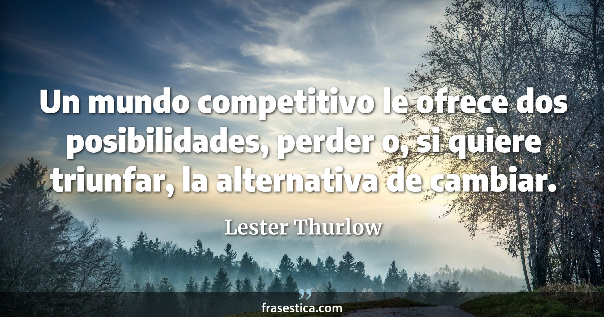 Un mundo competitivo le ofrece dos posibilidades, perder o, si quiere triunfar, la alternativa de cambiar. - Lester Thurlow
