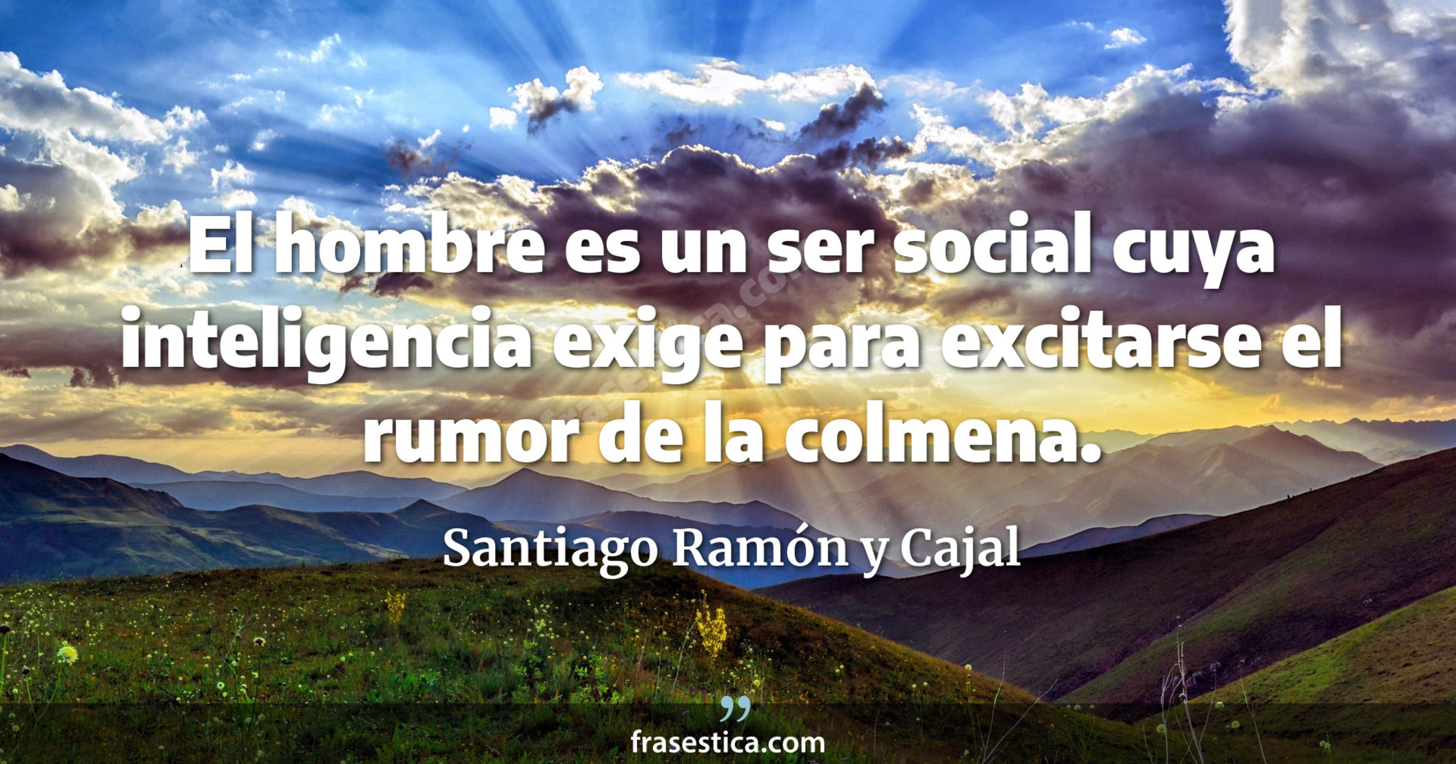 El hombre es un ser social cuya inteligencia exige para excitarse el rumor de la colmena. - Santiago Ramón y Cajal