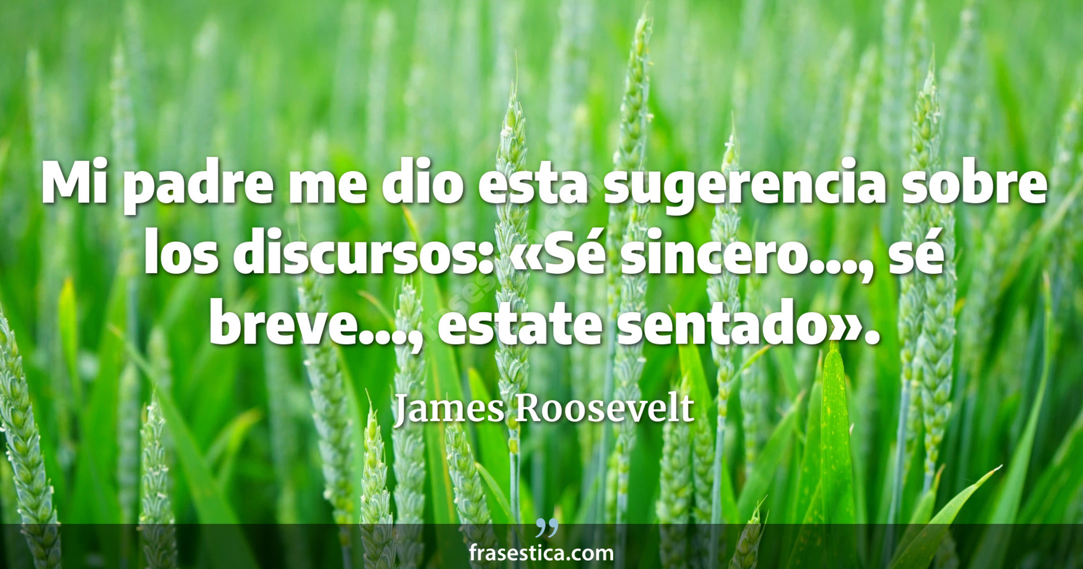 Mi padre me dio esta sugerencia sobre los discursos: «Sé sincero..., sé breve..., estate sentado». - James Roosevelt