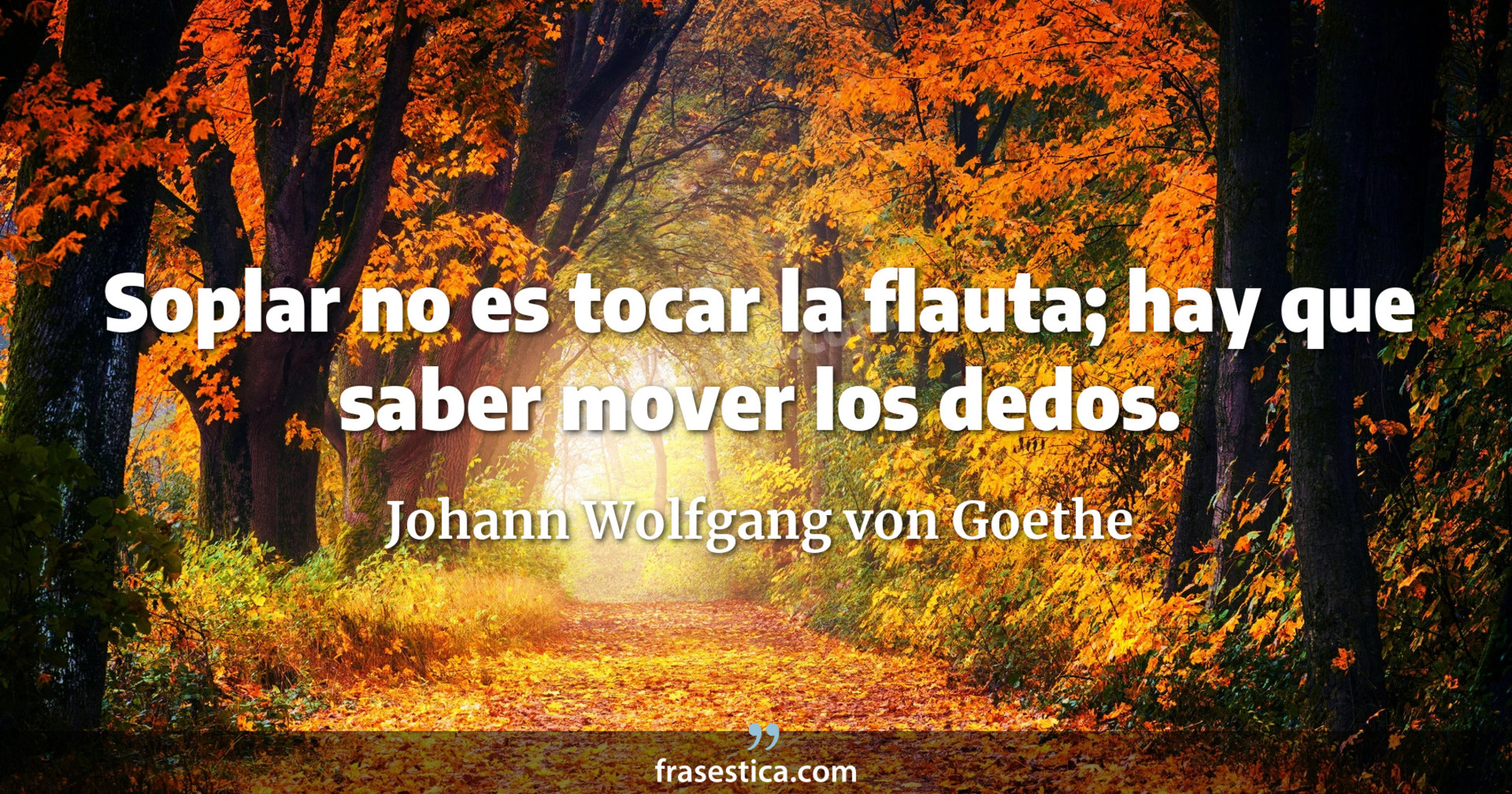 Soplar no es tocar la flauta; hay que saber mover los dedos. - Johann Wolfgang von Goethe
