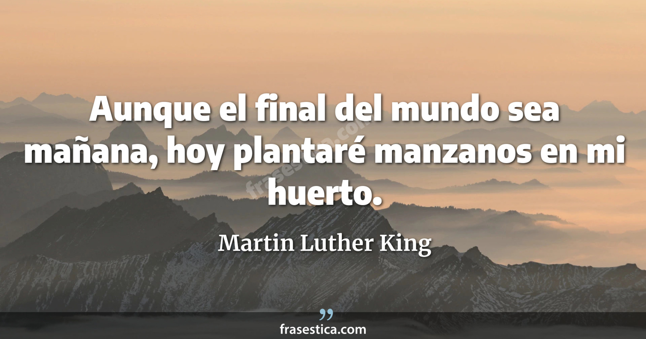 Aunque el final del mundo sea mañana, hoy plantaré manzanos en mi huerto. - Martin Luther King