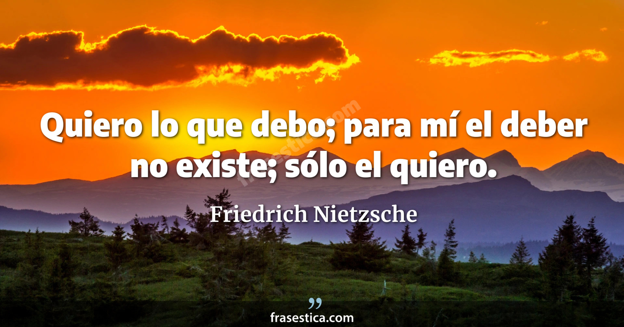 Quiero lo que debo; para mí el deber no existe; sólo el quiero. - Friedrich Nietzsche