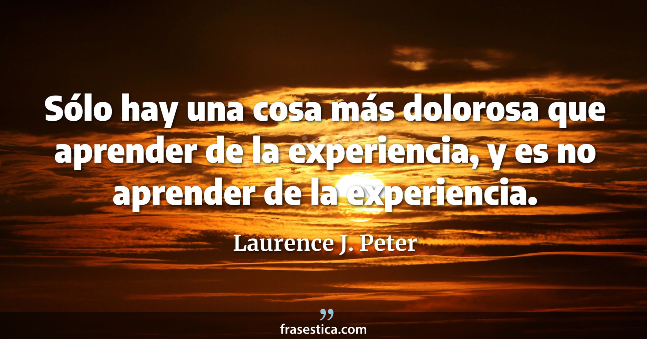 Sólo hay una cosa más dolorosa que aprender de la experiencia, y es no aprender de la experiencia. - Laurence J. Peter