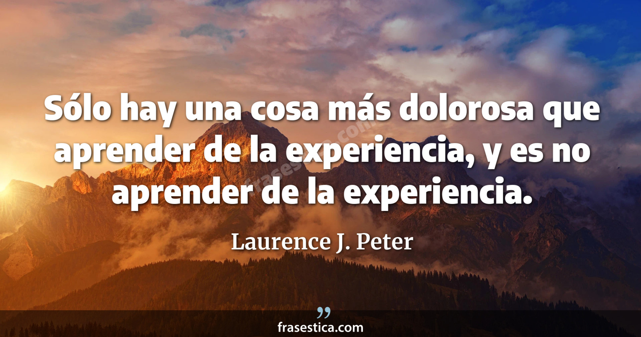 Sólo hay una cosa más dolorosa que aprender de la experiencia, y es no aprender de la experiencia. - Laurence J. Peter
