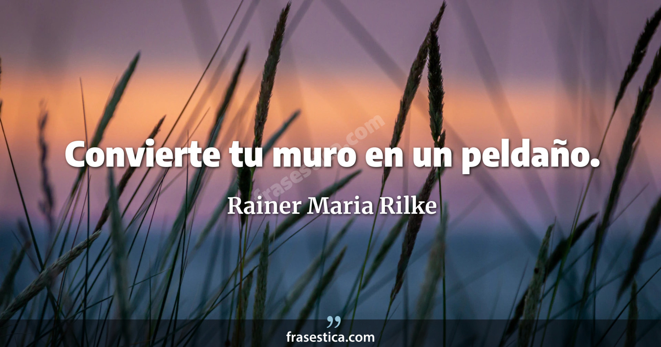 Convierte tu muro en un peldaño. - Rainer Maria Rilke