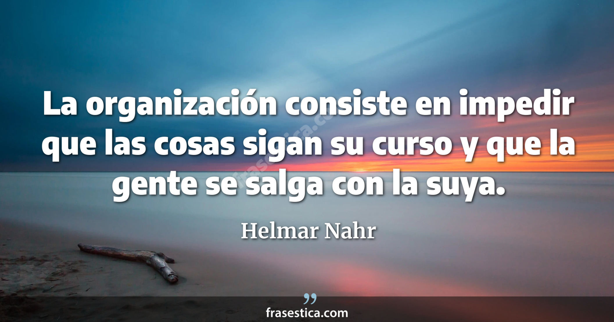 La organización consiste en impedir que las cosas sigan su curso y que la gente se salga con la suya. - Helmar Nahr