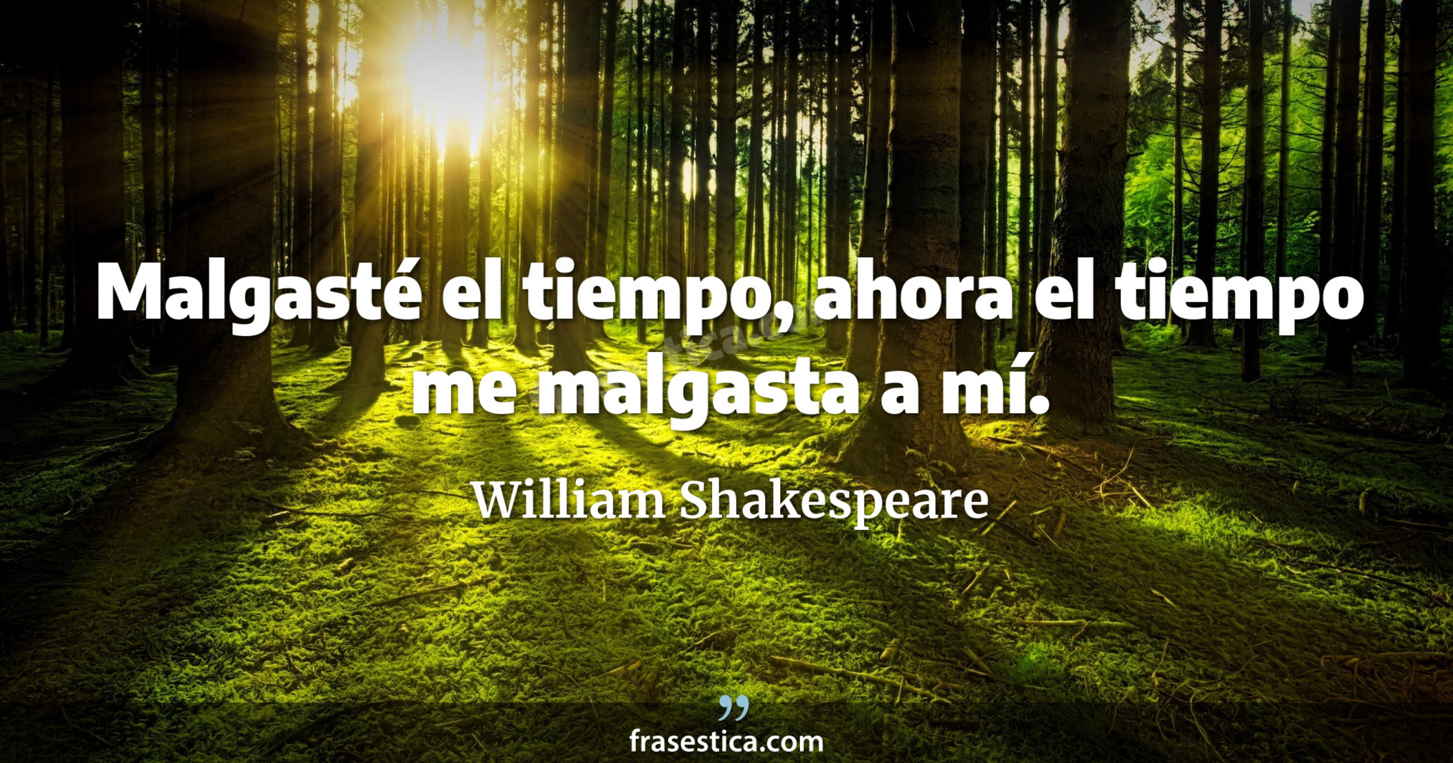 Malgasté el tiempo, ahora el tiempo me malgasta a mí. - William Shakespeare