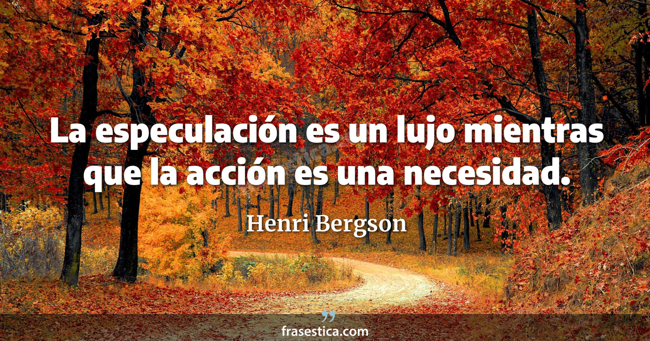 La especulación es un lujo mientras que la acción es una necesidad. - Henri Bergson