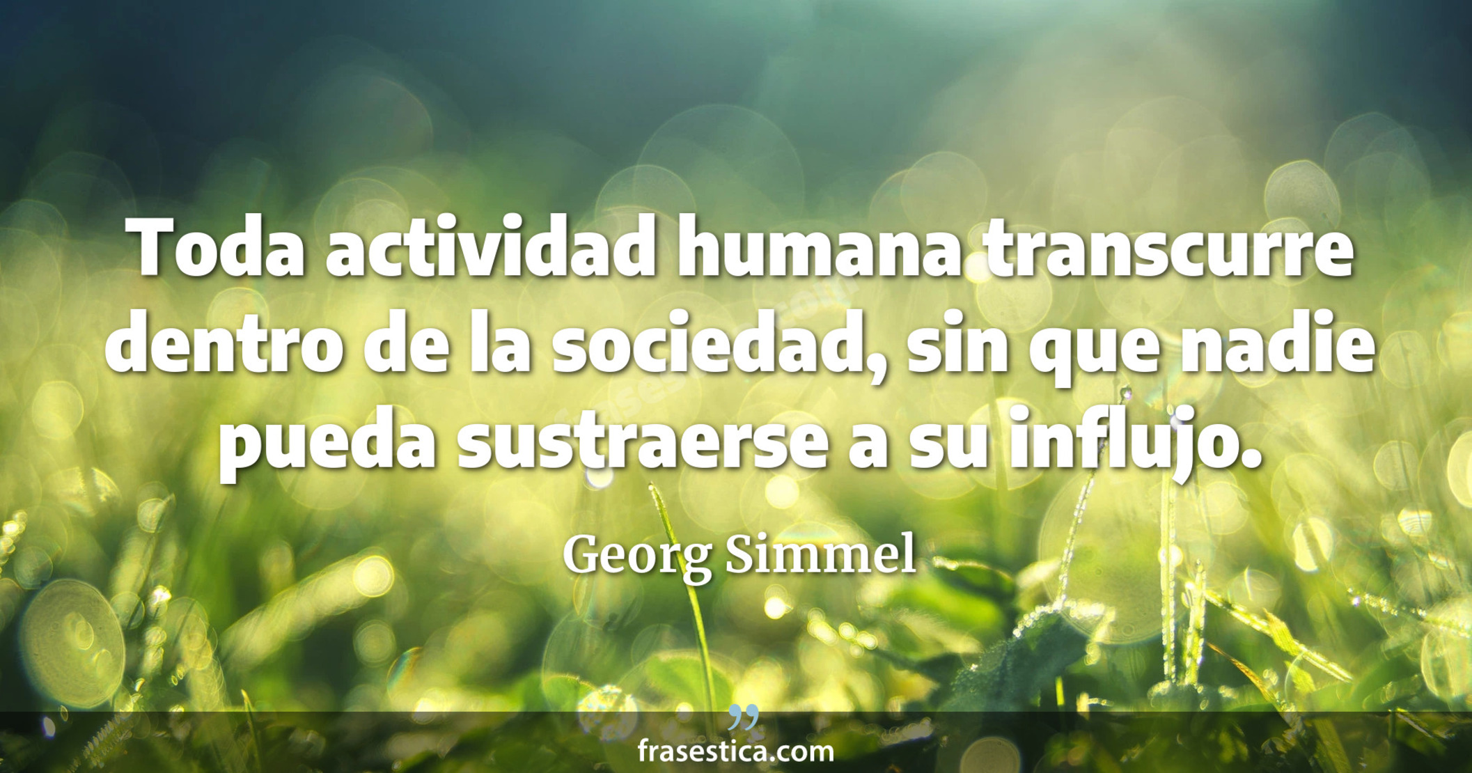 Toda actividad humana transcurre dentro de la sociedad, sin que nadie pueda sustraerse a su influjo. - Georg Simmel