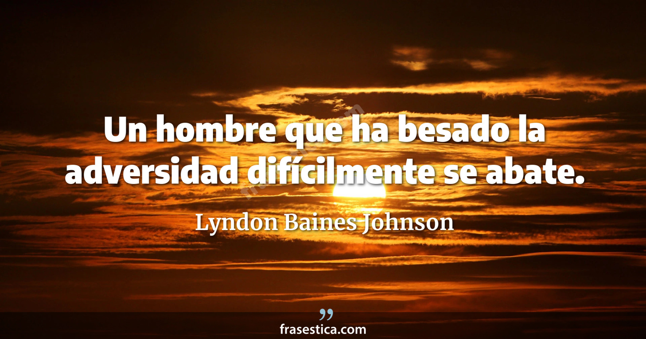 Un hombre que ha besado la adversidad difícilmente se abate. - Lyndon Baines Johnson