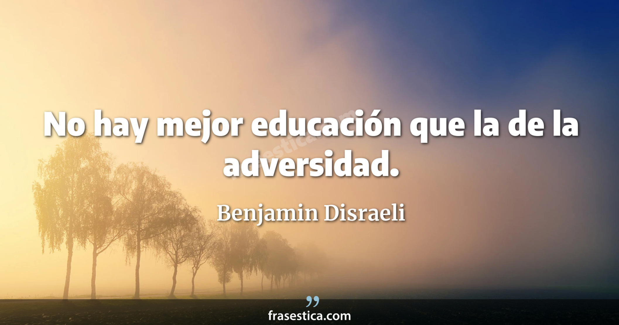 No hay mejor educación que la de la adversidad. - Benjamin Disraeli