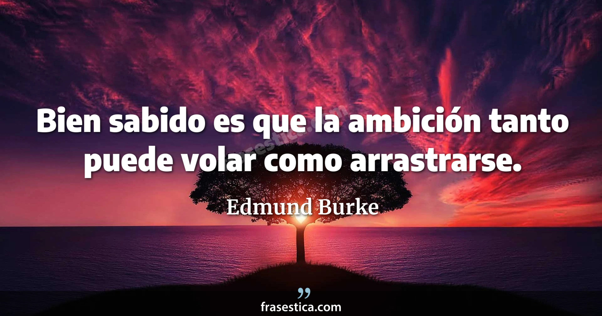 Bien sabido es que la ambición tanto puede volar como arrastrarse. - Edmund Burke