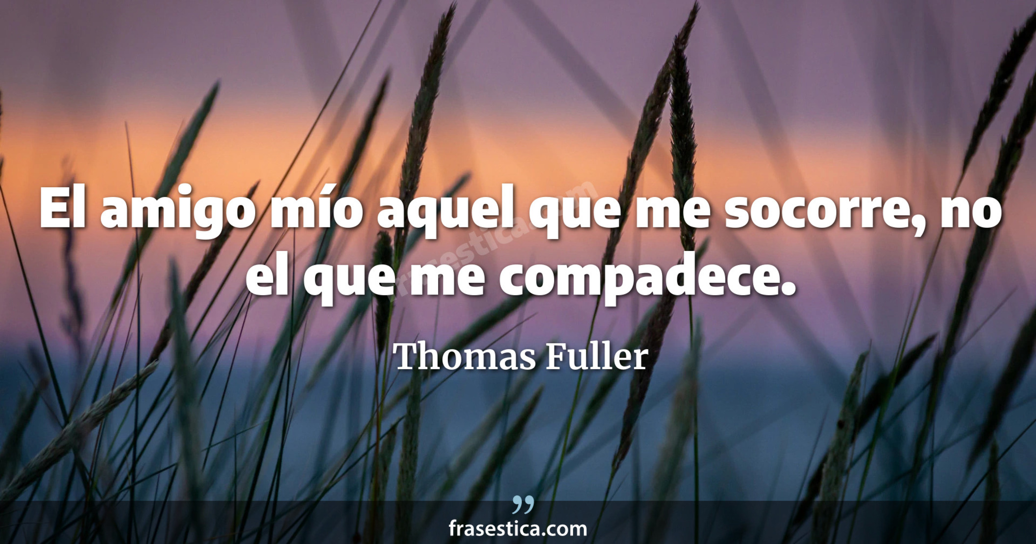 El amigo mío aquel que me socorre, no el que me compadece. - Thomas Fuller