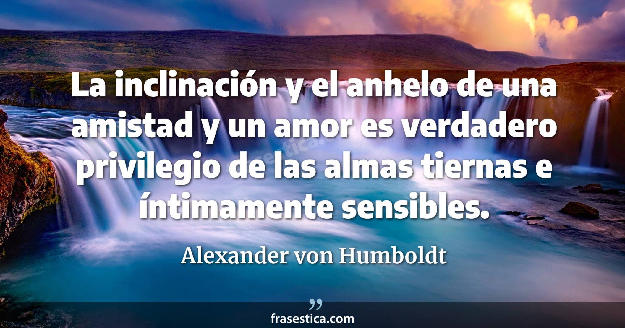 La inclinación y el anhelo de una amistad y un amor es verdadero privilegio de las almas tiernas e íntimamente sensibles. - Alexander von Humboldt