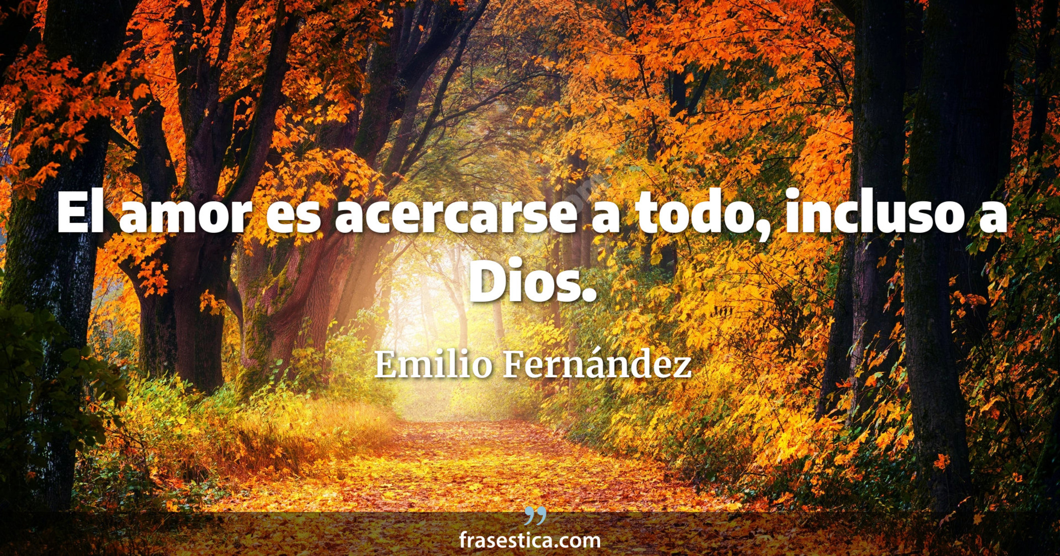 El amor es acercarse a todo, incluso a Dios. - Emilio Fernández