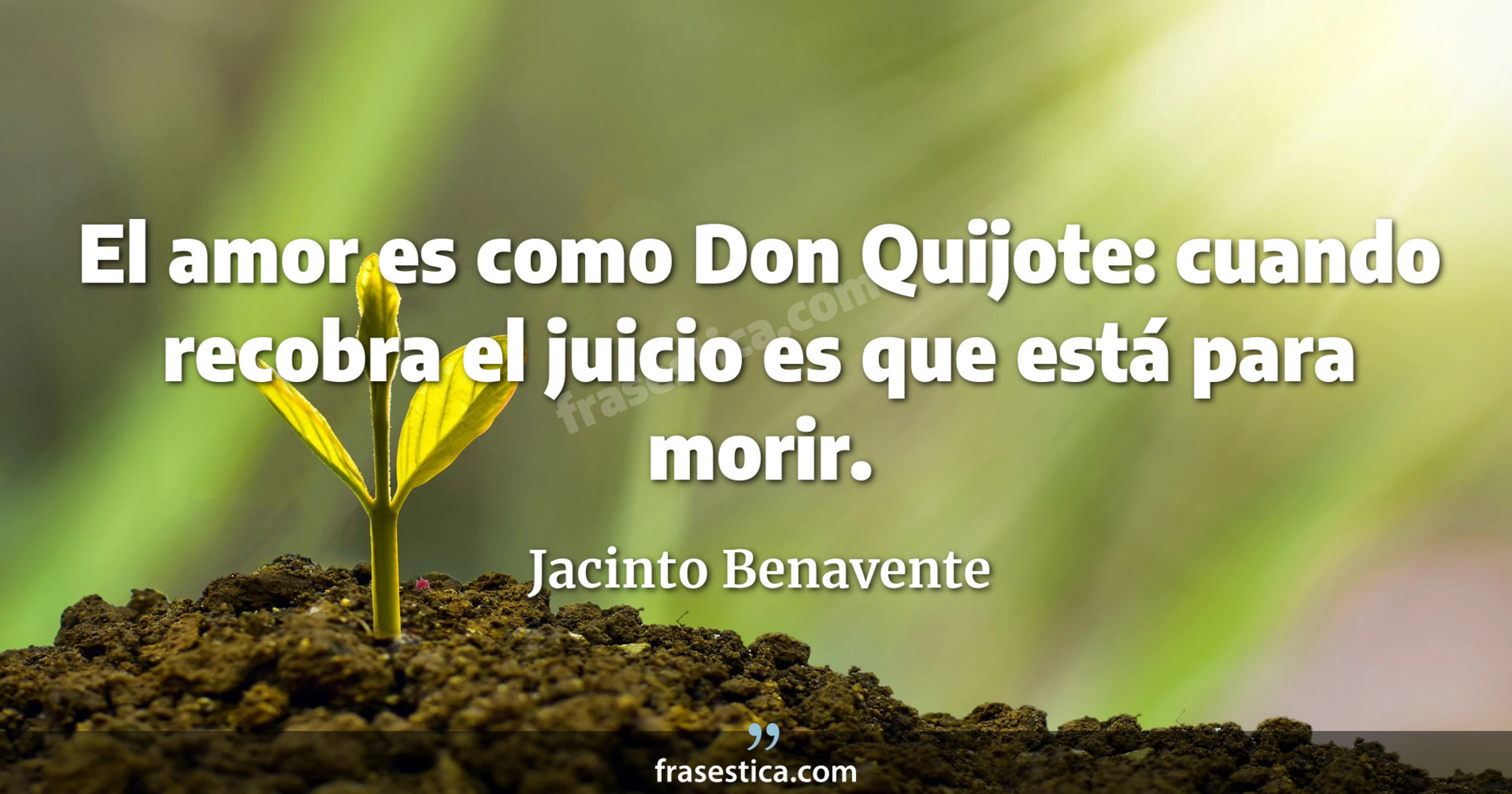 El amor es como Don Quijote: cuando recobra el juicio es que está para morir. - Jacinto Benavente