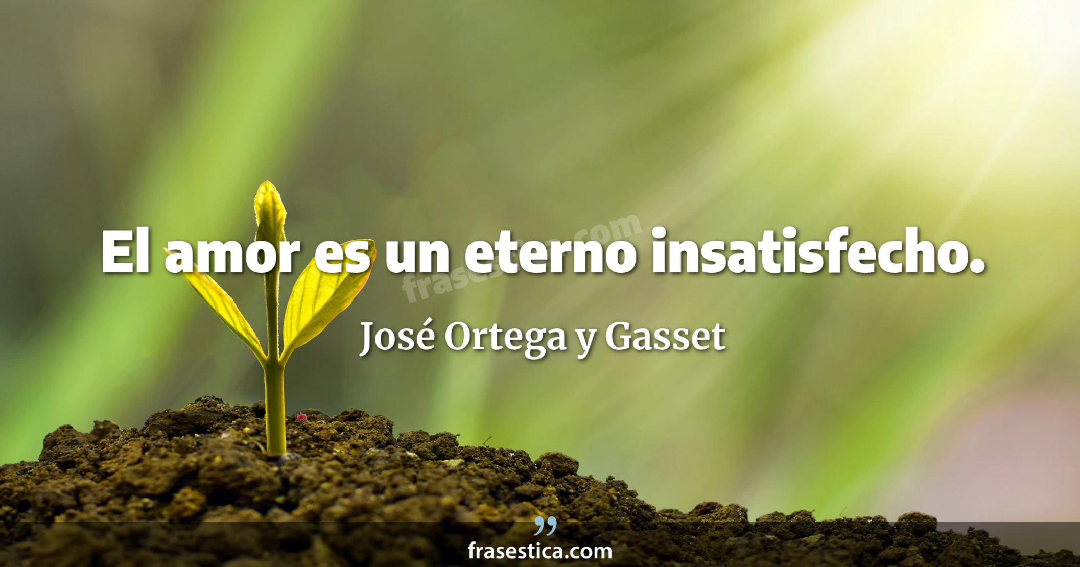 El amor es un eterno insatisfecho. - José Ortega y Gasset