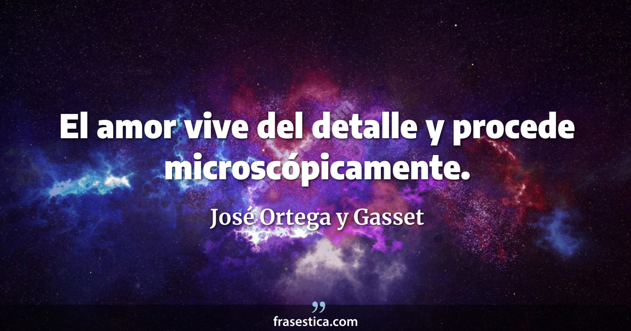 El amor vive del detalle y procede microscópicamente. - José Ortega y Gasset