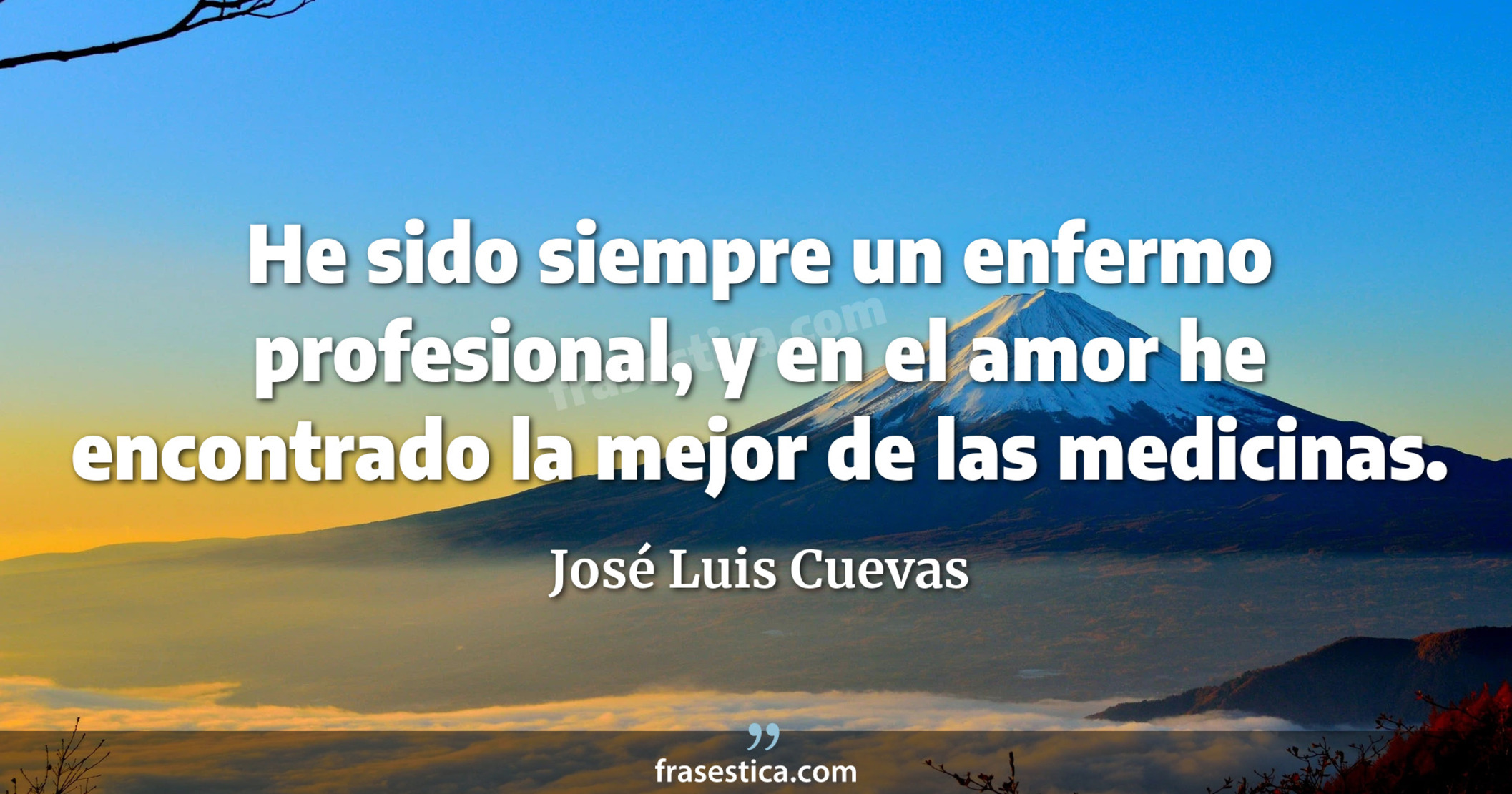 He sido siempre un enfermo profesional, y en el amor he encontrado la mejor de las medicinas. - José Luis Cuevas