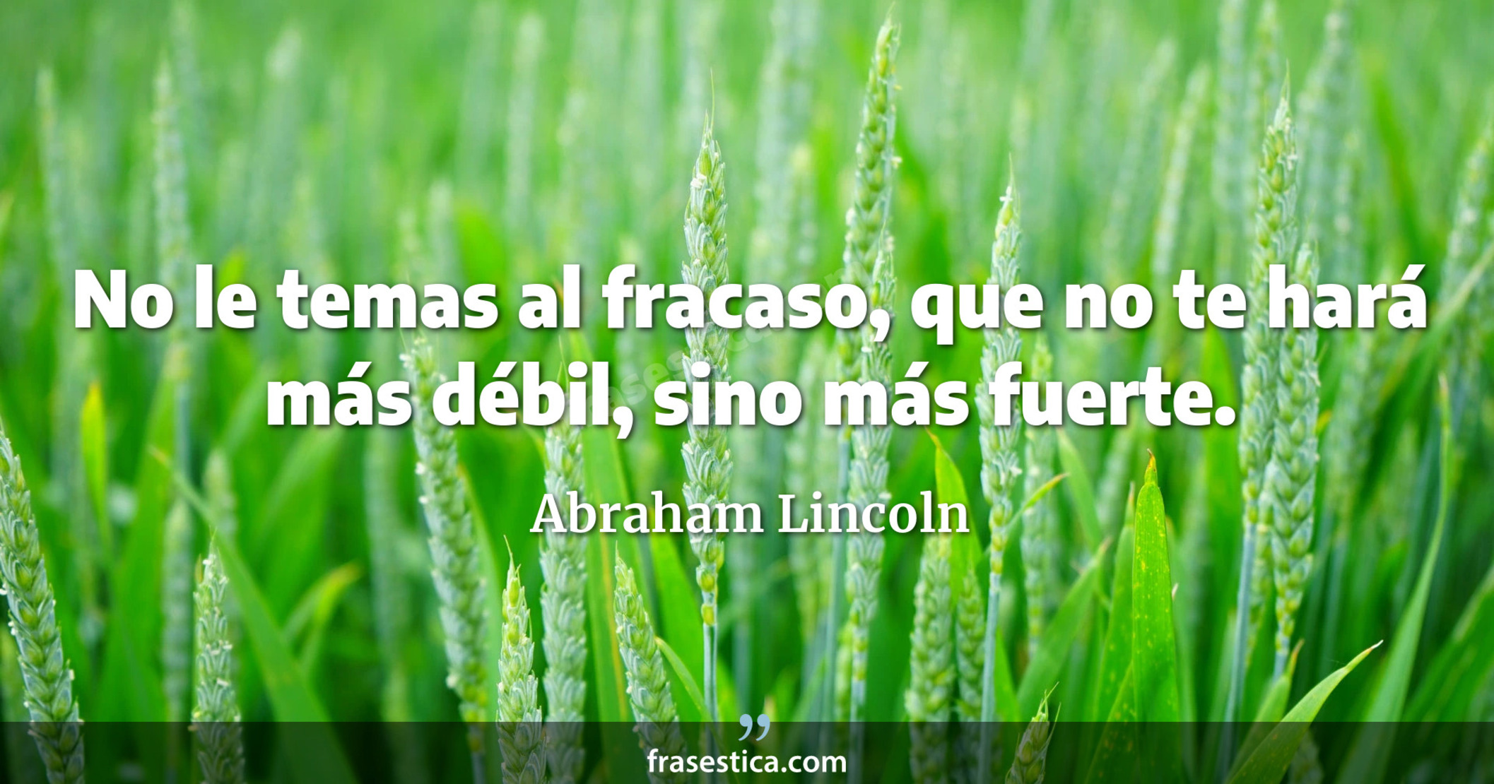 No le temas al fracaso, que no te hará más débil, sino más fuerte. - Abraham Lincoln
