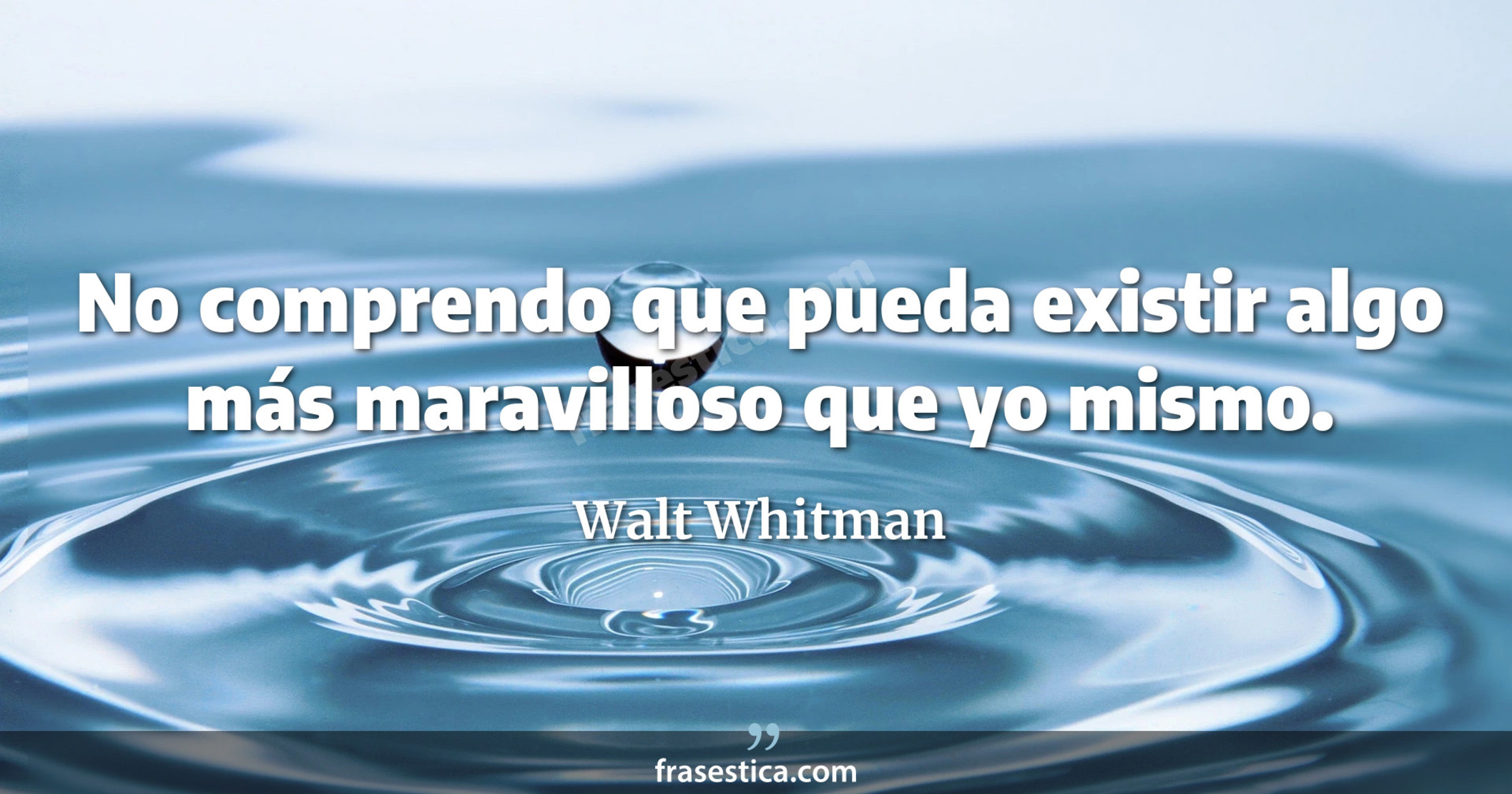 No comprendo que pueda existir algo más maravilloso que yo mismo. - Walt Whitman