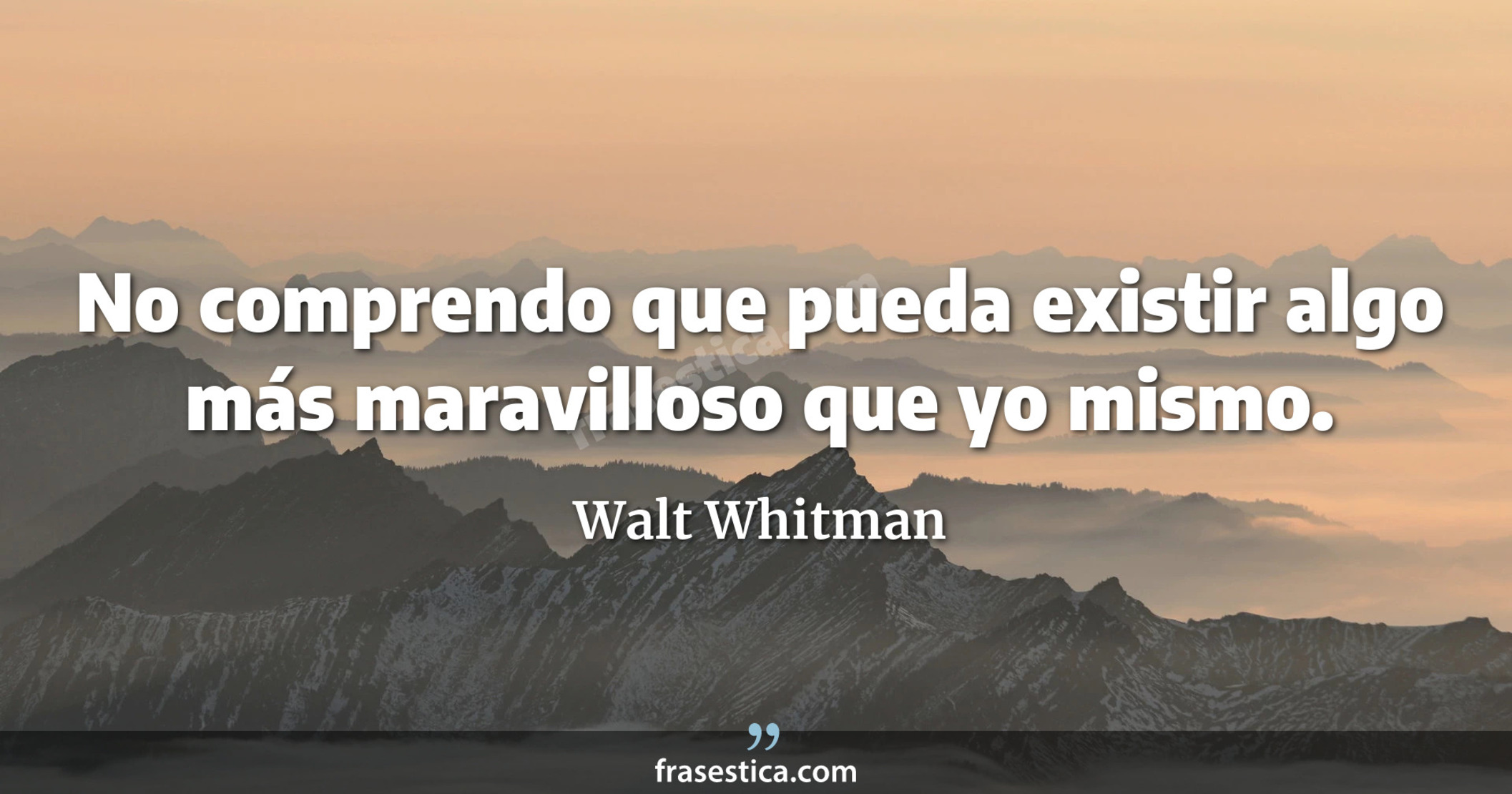 No comprendo que pueda existir algo más maravilloso que yo mismo. - Walt Whitman