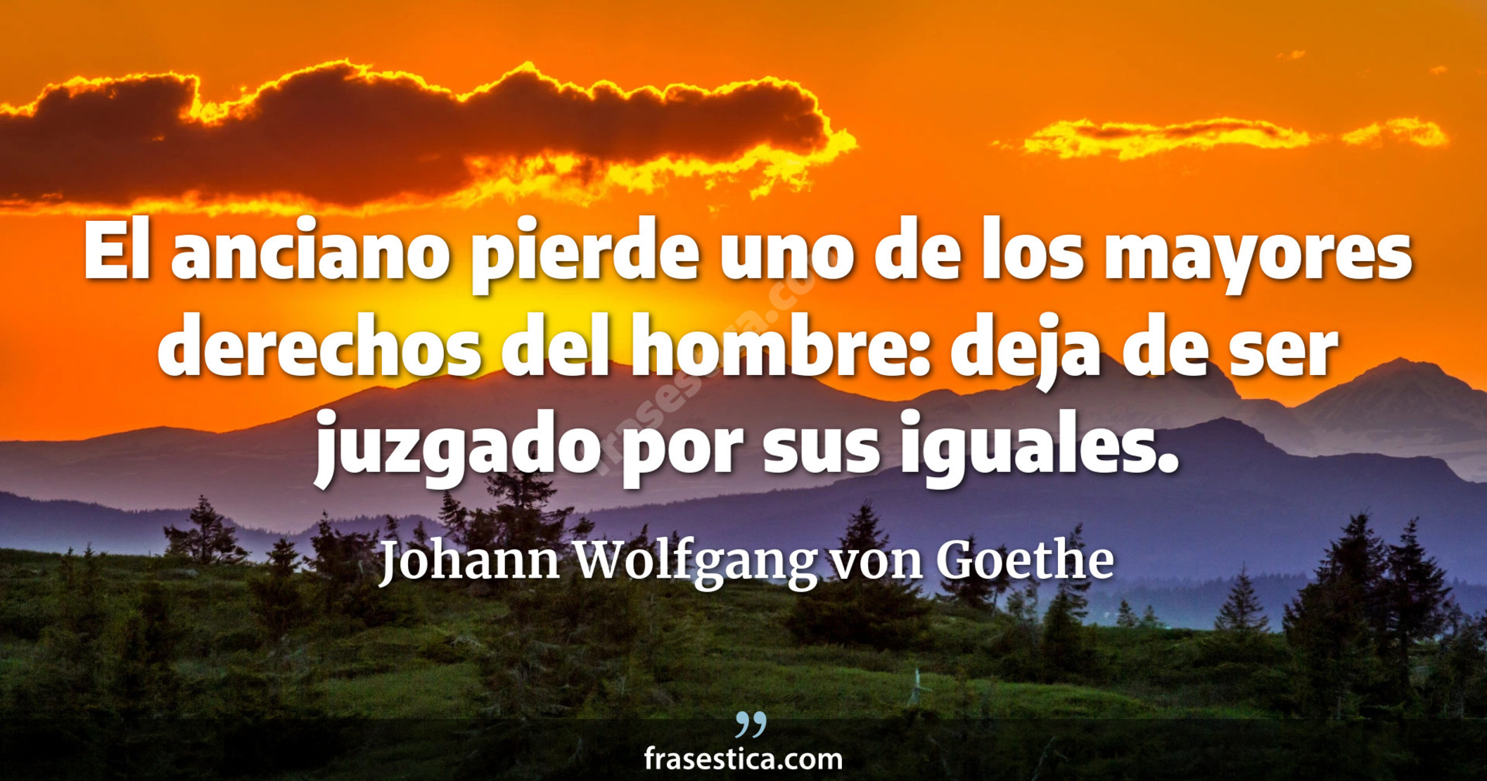 El anciano pierde uno de los mayores derechos del hombre: deja de ser juzgado por sus iguales. - Johann Wolfgang von Goethe