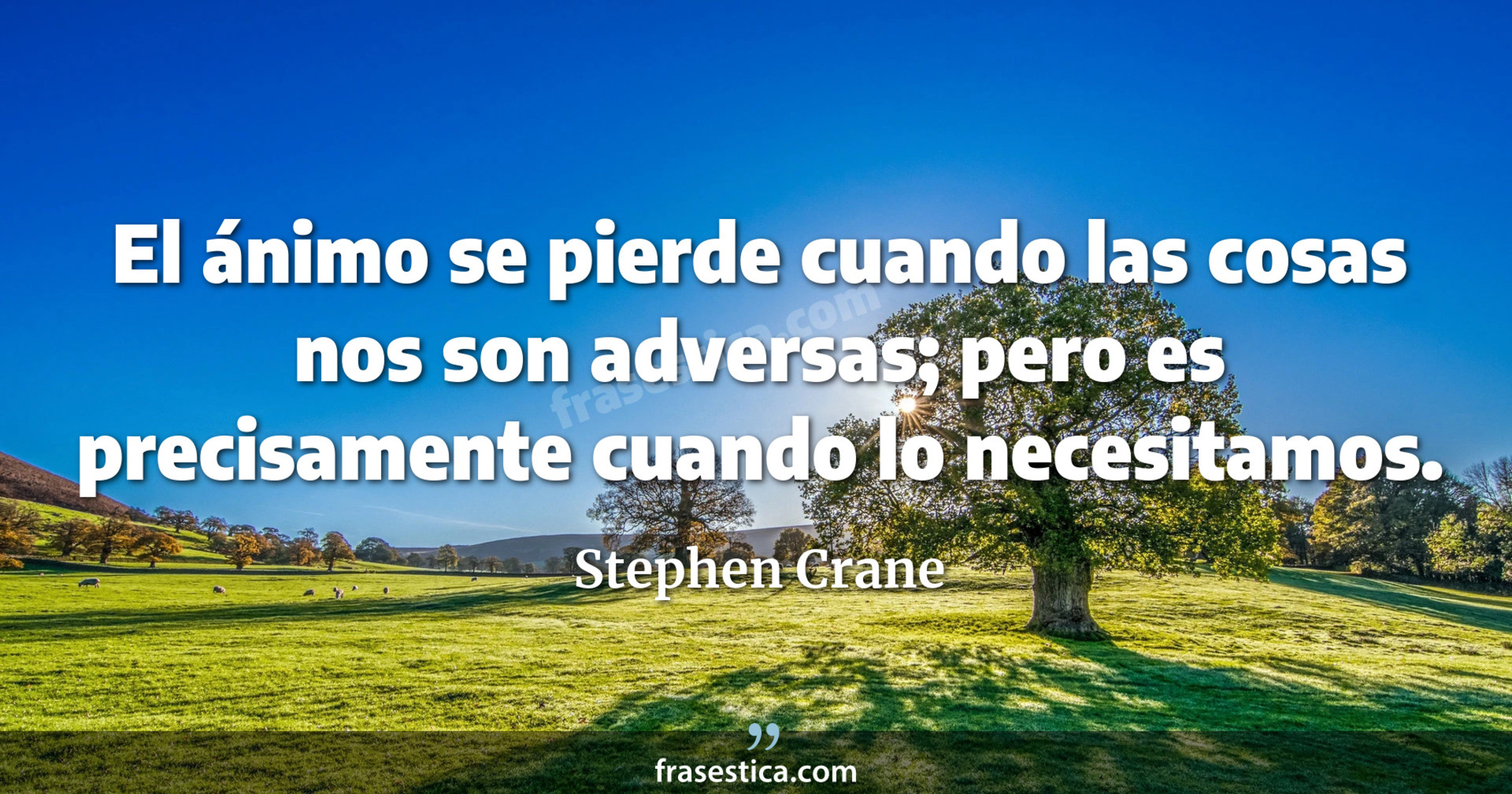 El ánimo se pierde cuando las cosas nos son adversas; pero es precisamente cuando lo necesitamos. - Stephen Crane