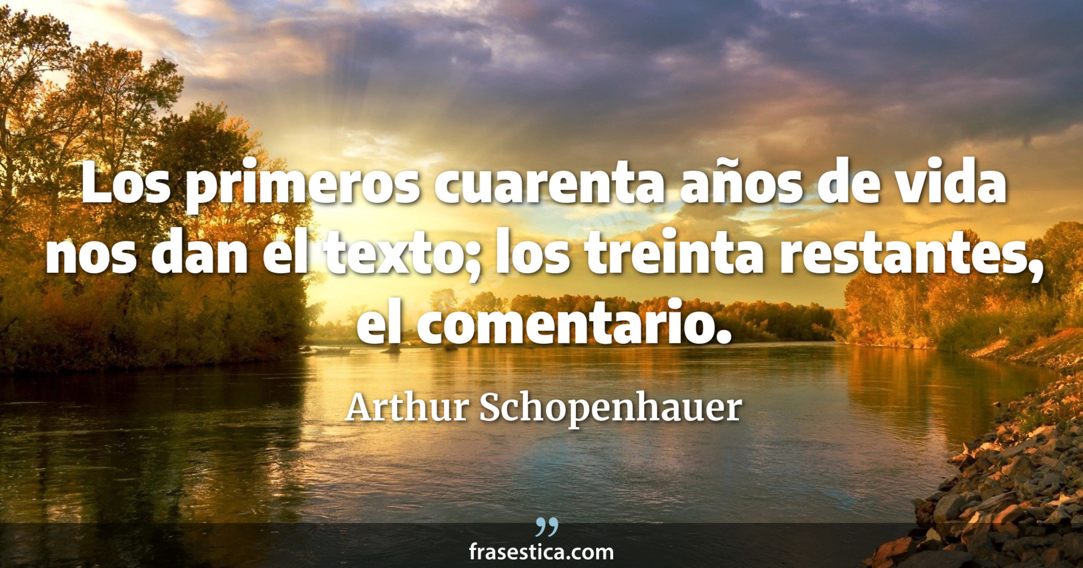 Los primeros cuarenta años de vida nos dan el texto; los treinta restantes, el comentario. - Arthur Schopenhauer