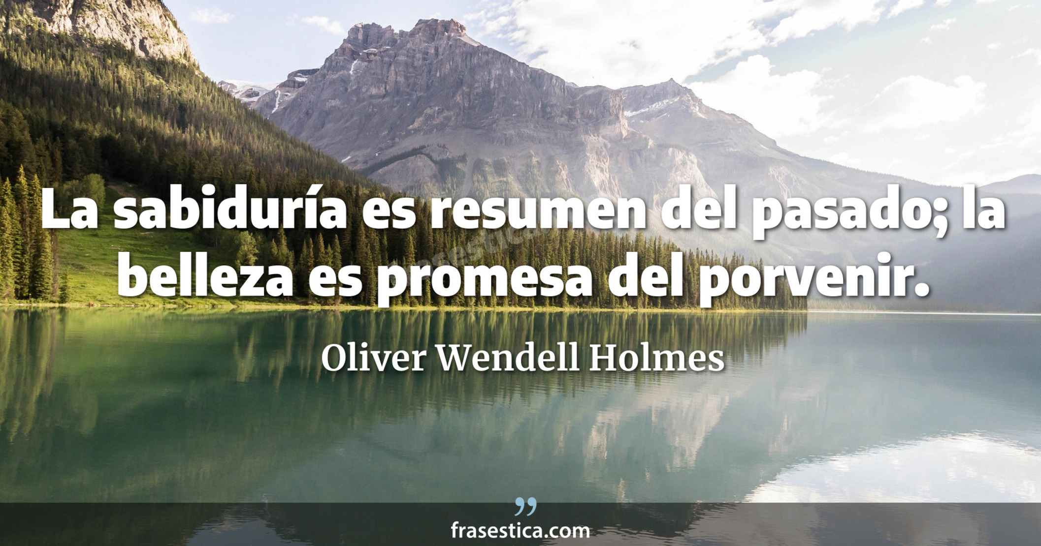 La sabiduría es resumen del pasado; la belleza es promesa del porvenir. - Oliver Wendell Holmes