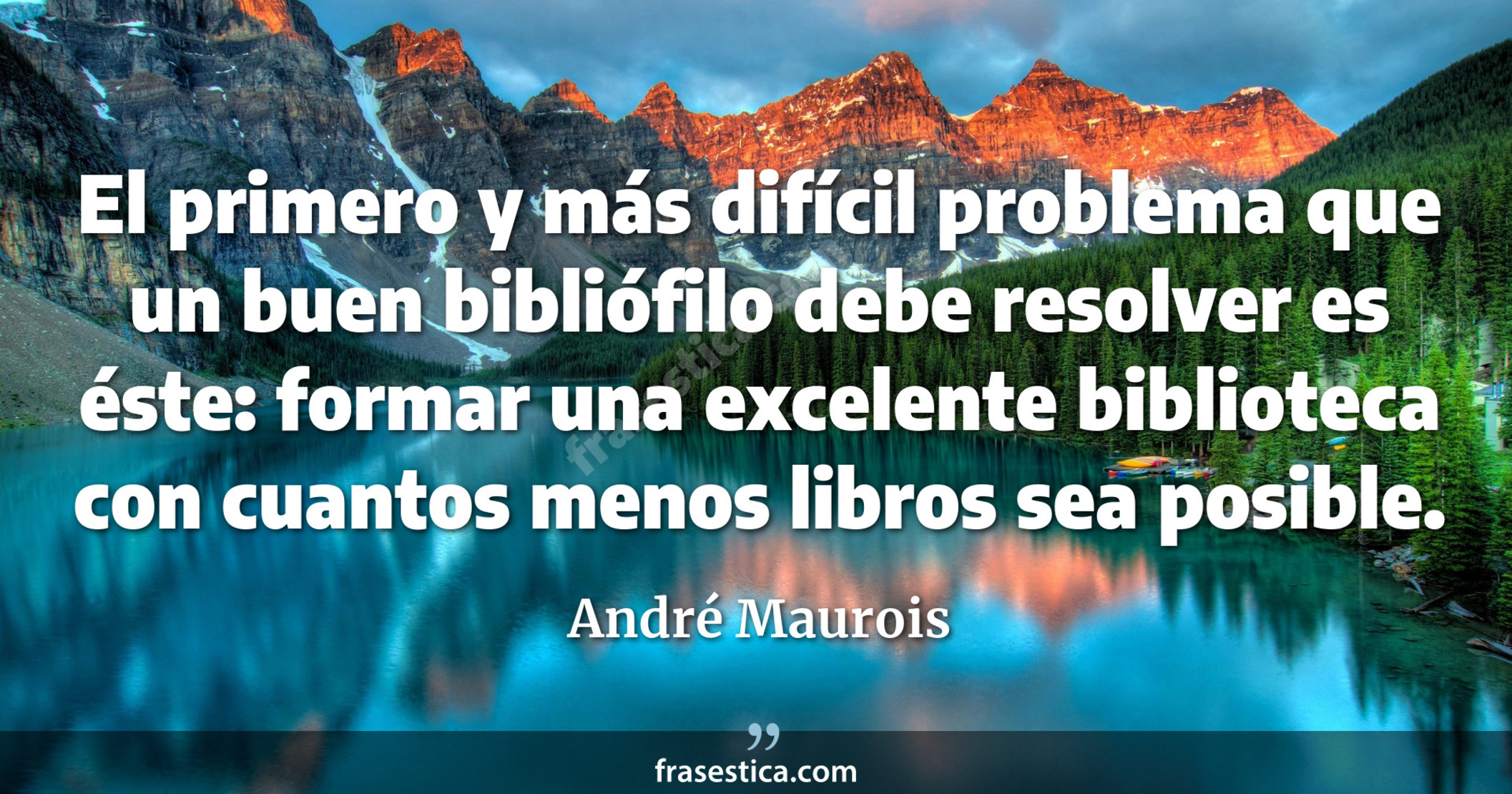 El primero y más difícil problema que un buen bibliófilo debe resolver es éste: formar una excelente biblioteca con cuantos menos libros sea posible. - André Maurois