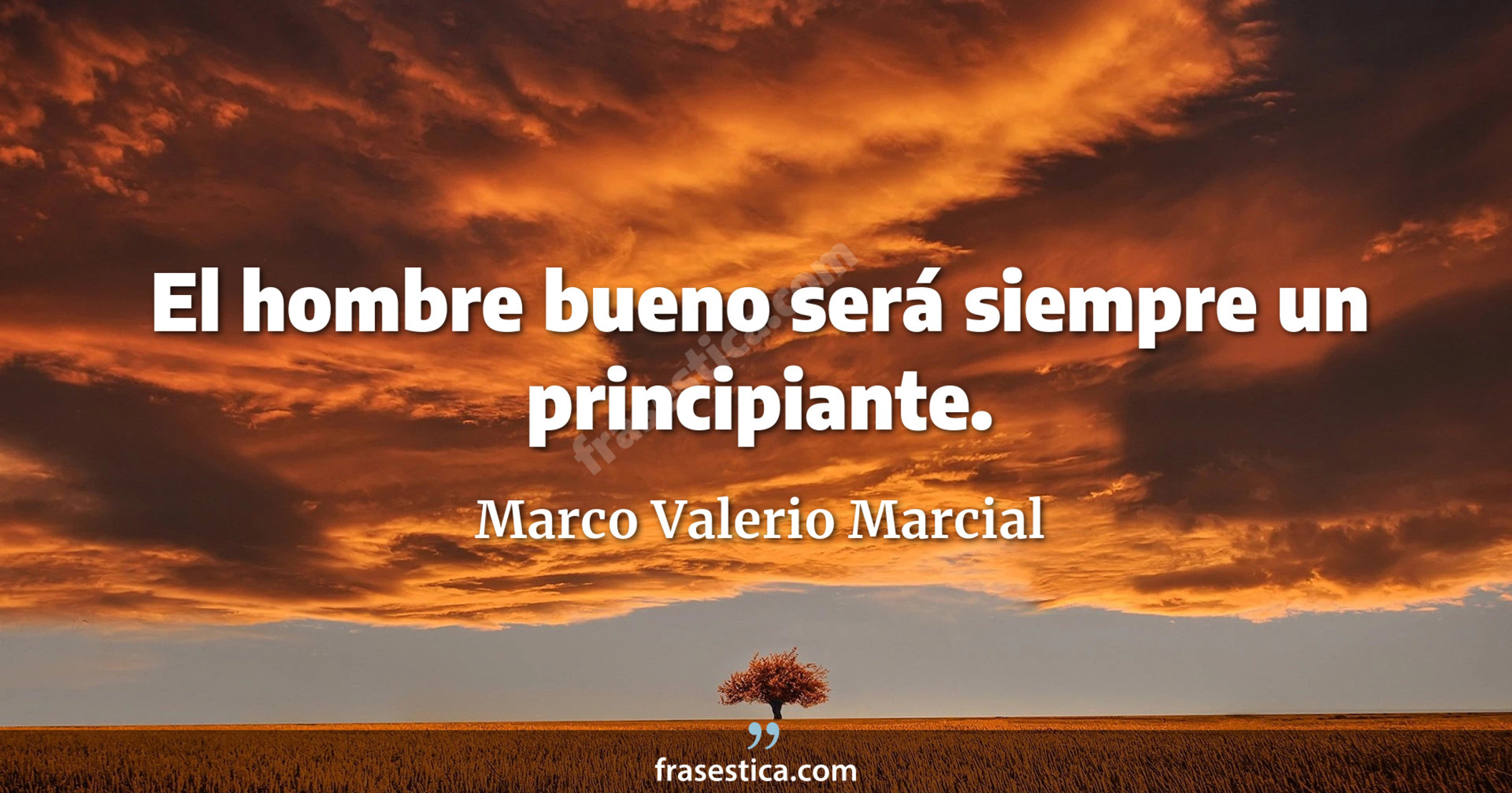 El hombre bueno será siempre un principiante. - Marco Valerio Marcial