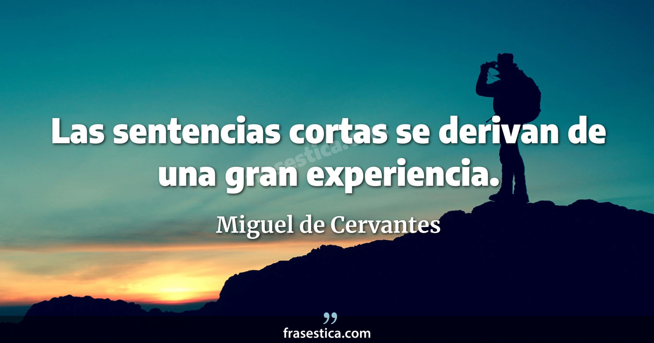 Las sentencias cortas se derivan de una gran experiencia. - Miguel de Cervantes