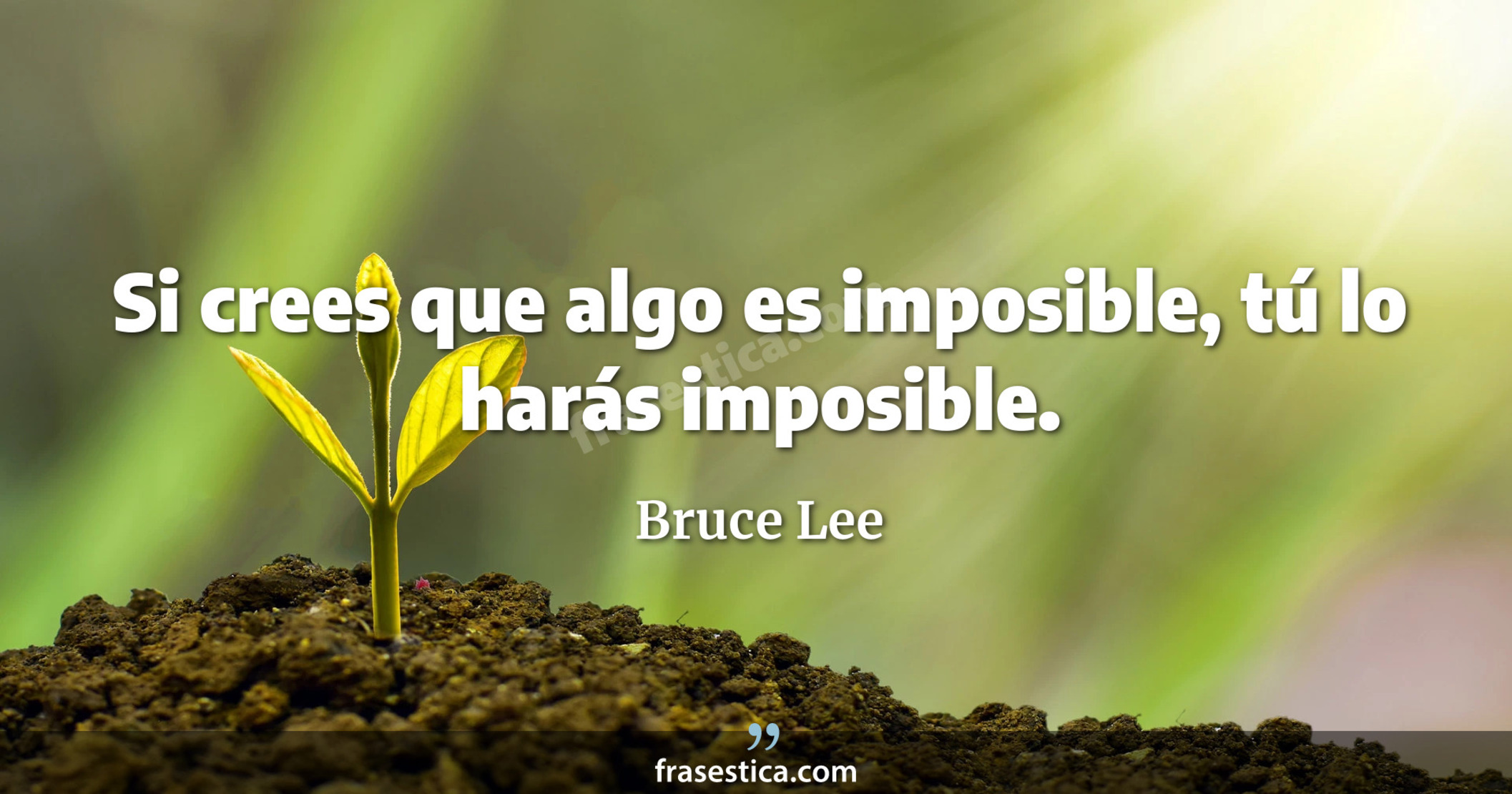 Si crees que algo es imposible, tú lo harás imposible. - Bruce Lee