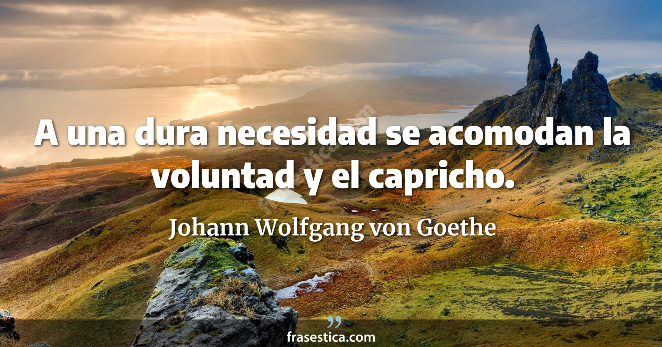 A una dura necesidad se acomodan la voluntad y el capricho. - Johann Wolfgang von Goethe
